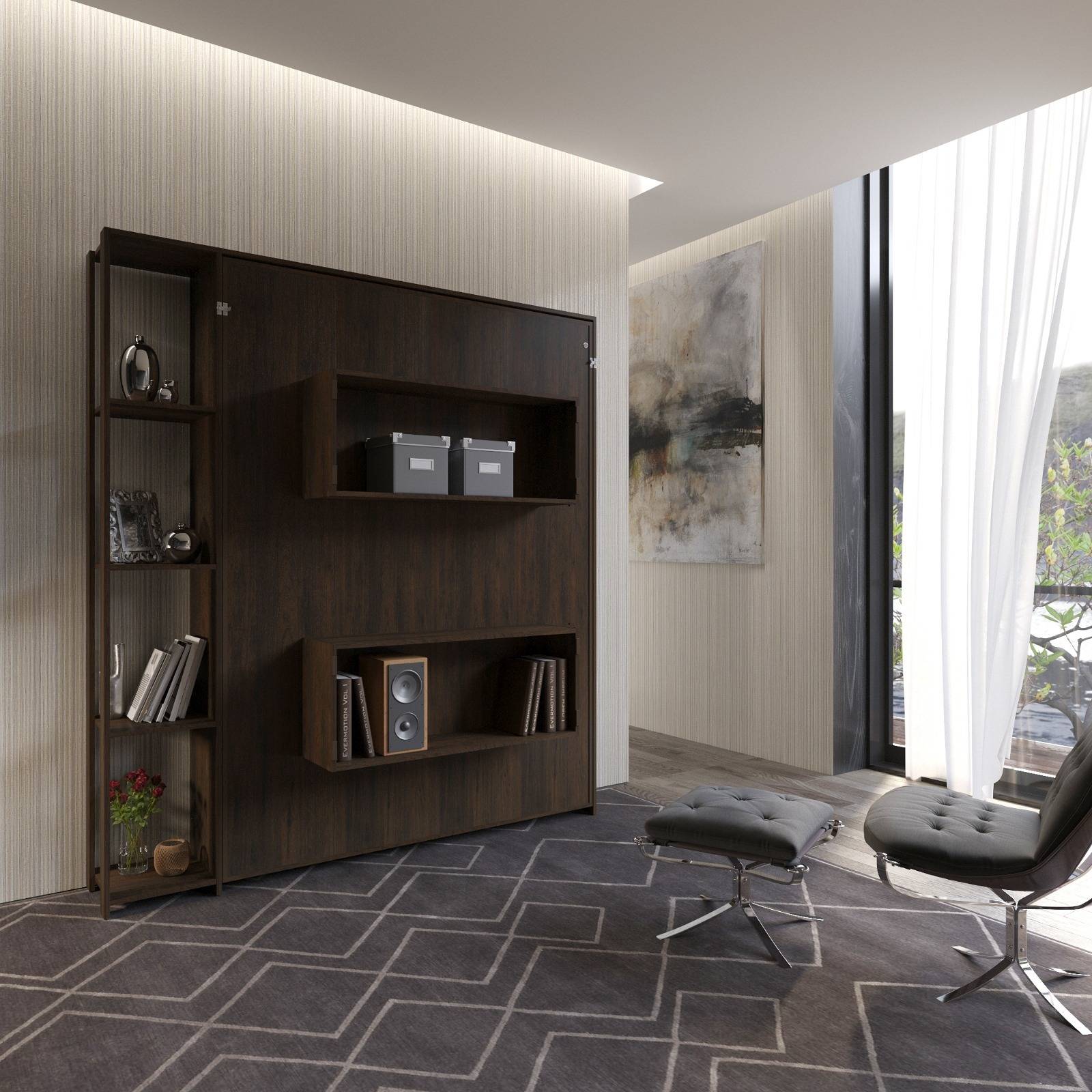 Base De Cama Matrimonial Abatible Con Estantes A22 Rústico