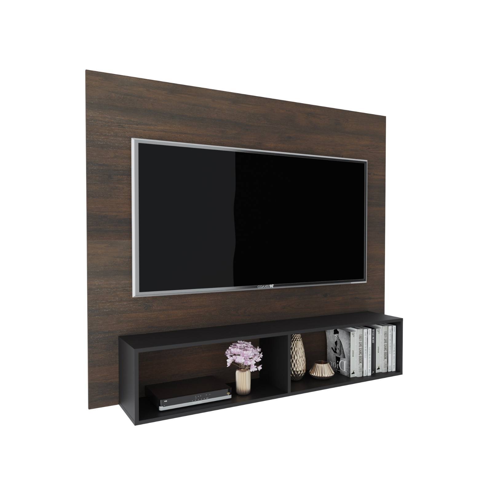 Mueble Para TV 50 Pulg  A 65 Pulg  Panel Con Repisa Rústico Negro