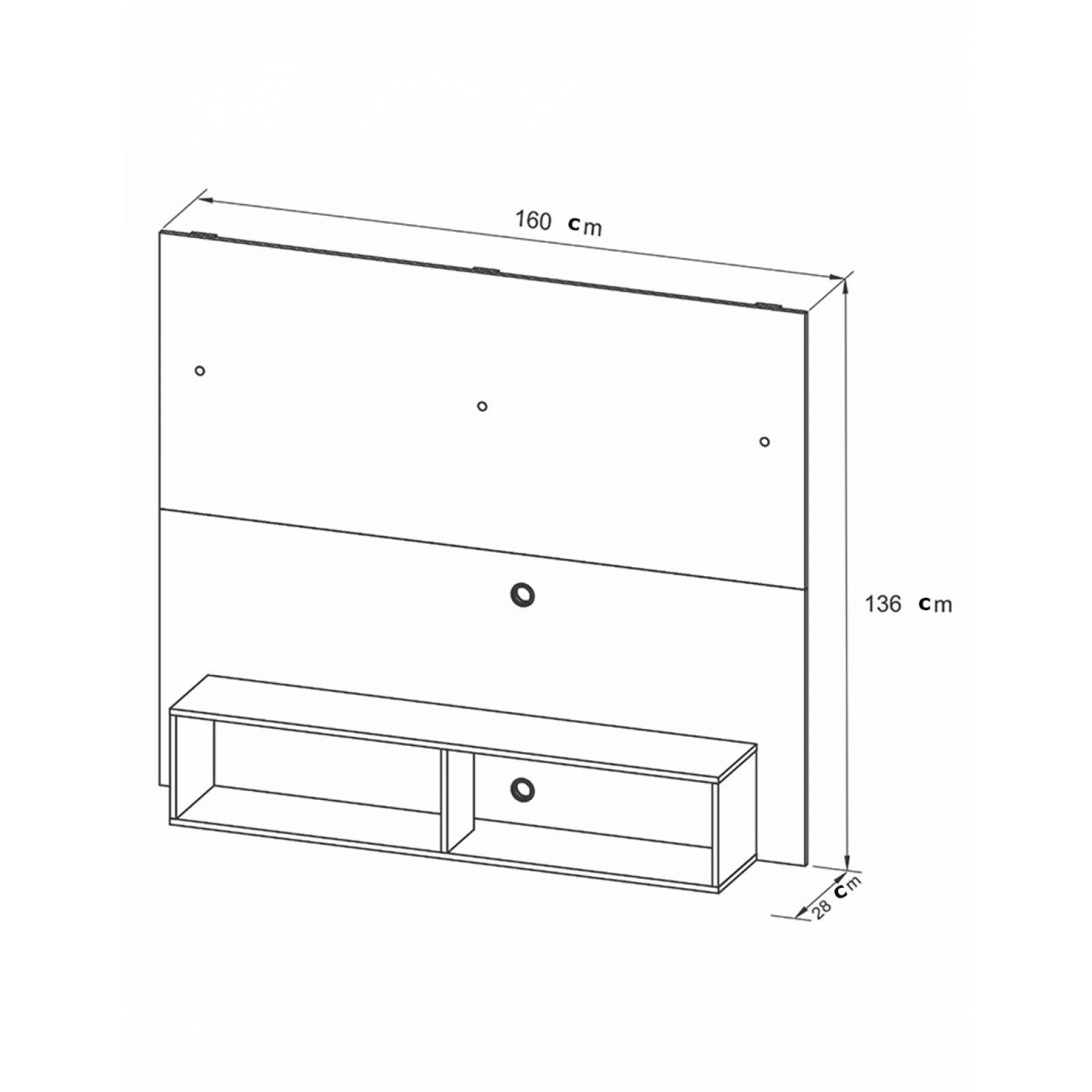 Mueble Para TV 50 Pulg  A 65 Pulg  Panel Con Repisa Rústico Negro