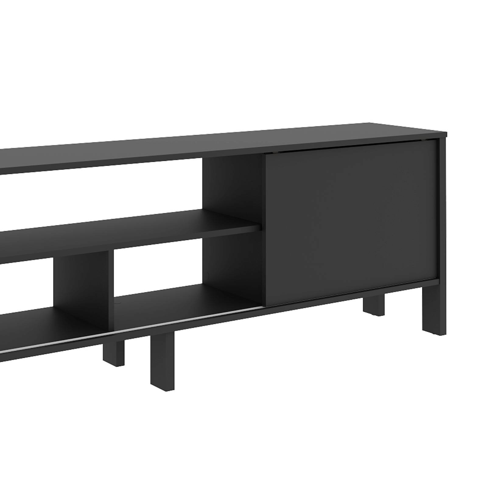 Mueble Para TV 65 Pulg  Rack Moderno Con Puerta Corrediza Negro