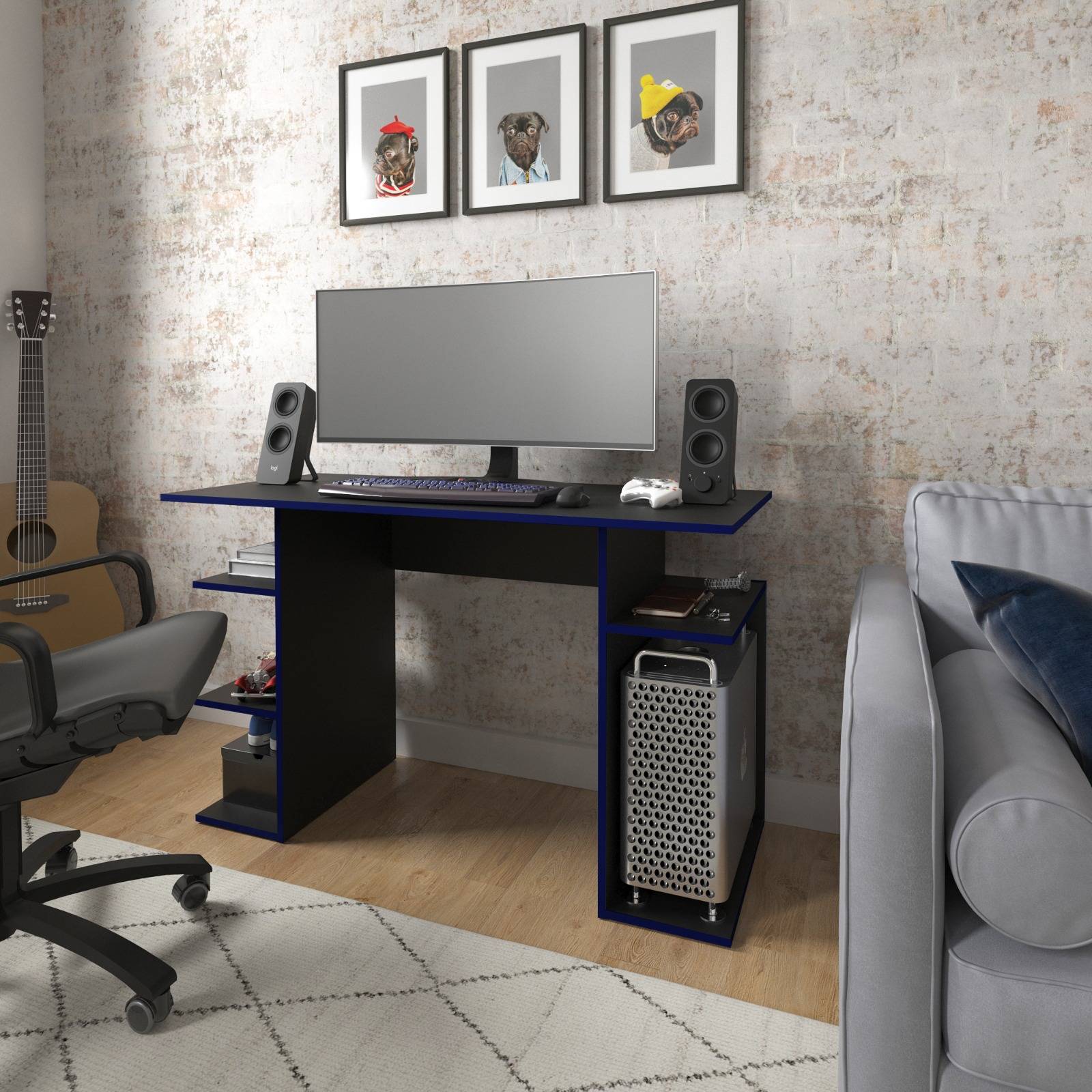 ESCRITORIO GAMER MODERNO NEGRO AZUL ME41780001