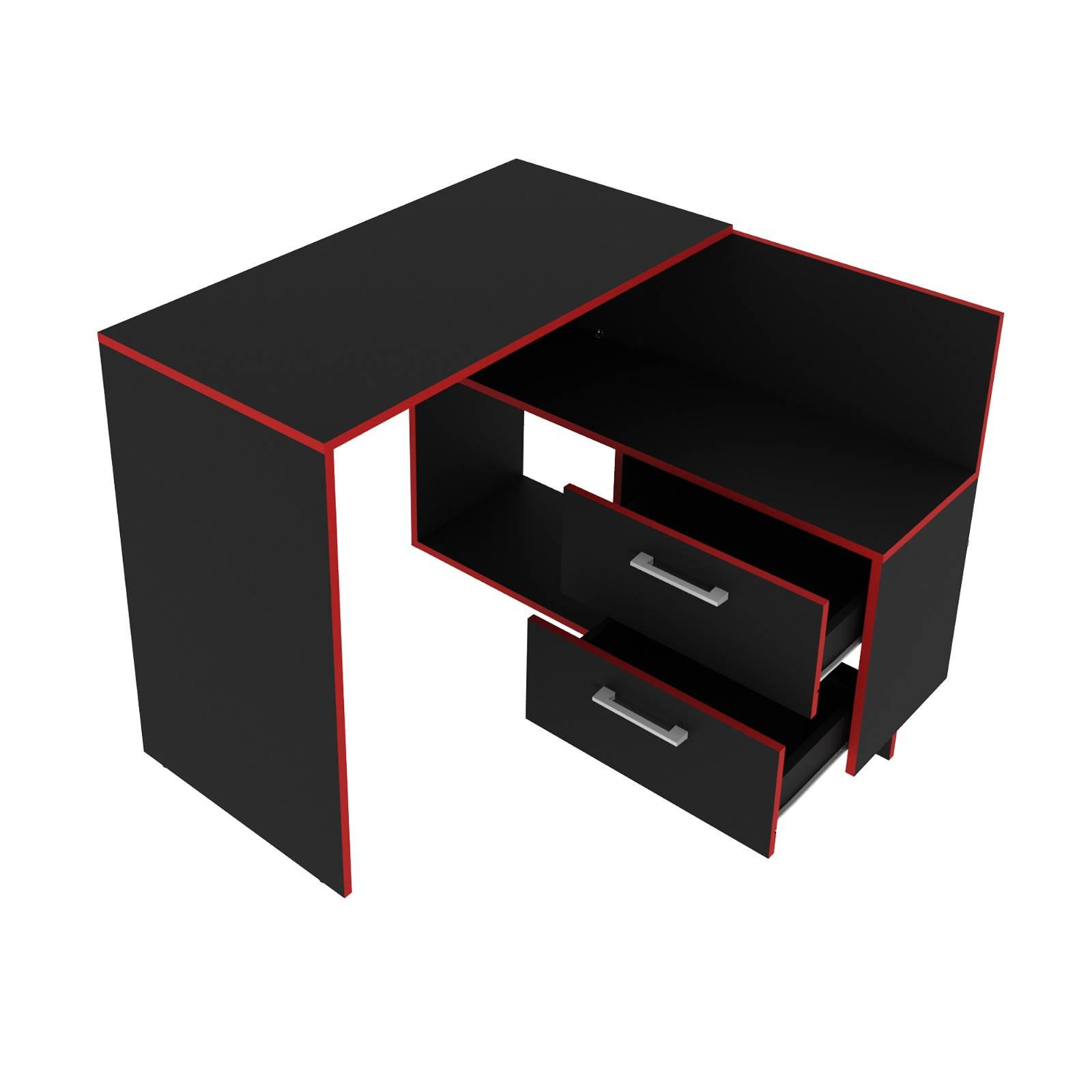 ESCRITORIO GAMER 2 CAJONES NEGRO ROJO ME41790004