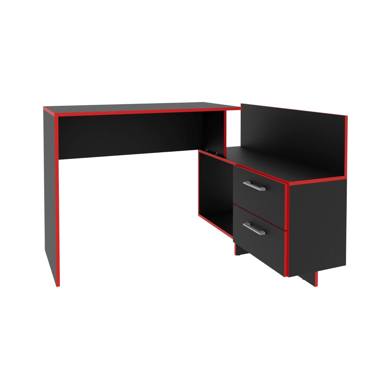 ESCRITORIO GAMER 2 CAJONES NEGRO ROJO ME41790004