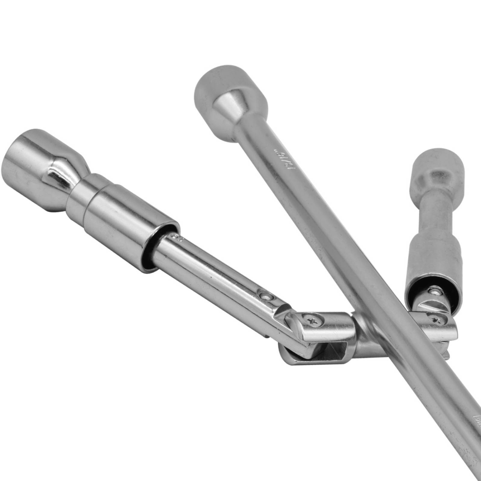 Knova Llave de cruz plegable 14" para remover birlos/tuercas de llantas, universal con 4 bocas de: 17 mm, 19 mm, 13/16" y 22 mm