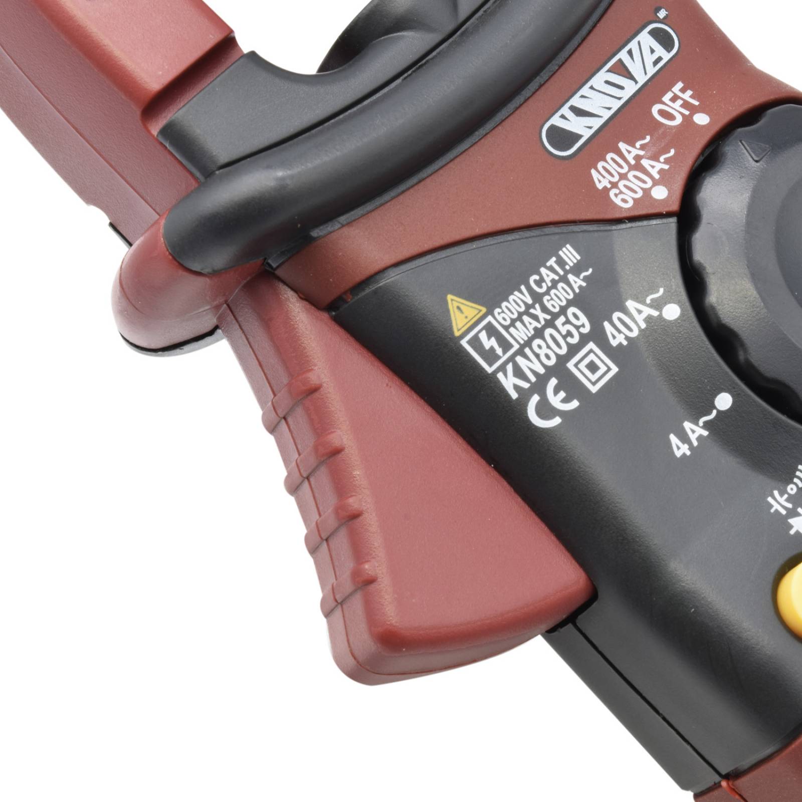 Knova Multímetro/ Voltímetro/Amperímetro de gancho, c/cables de pruebas pantalla LCD retroiluminada, estuche transportador, gancho iluminado, autorrango, Norma: IEC1010-1 standard CAT III 600V