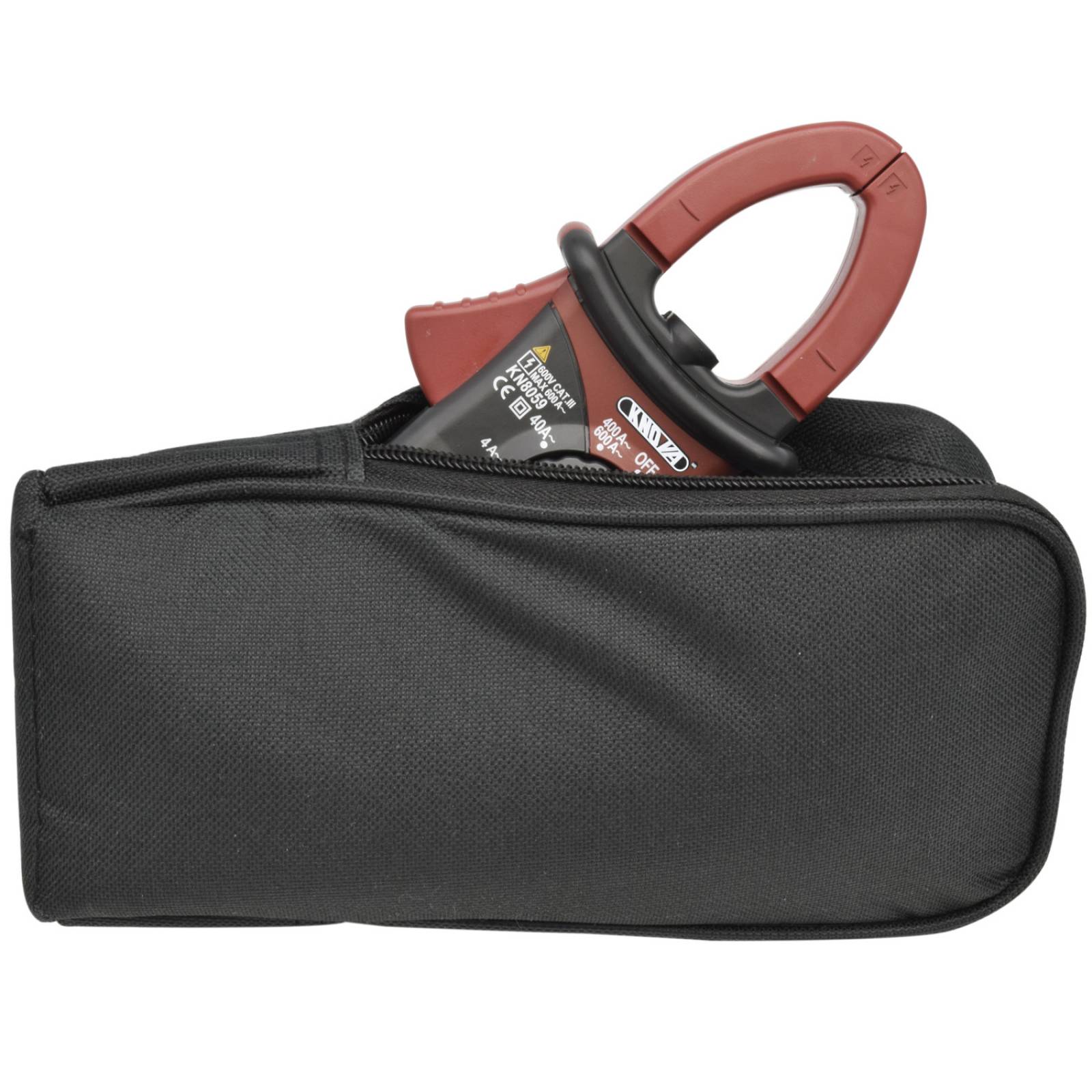 Knova Multímetro/ Voltímetro/Amperímetro de gancho, c/cables de pruebas pantalla LCD retroiluminada, estuche transportador, gancho iluminado, autorrango, Norma: IEC1010-1 standard CAT III 600V