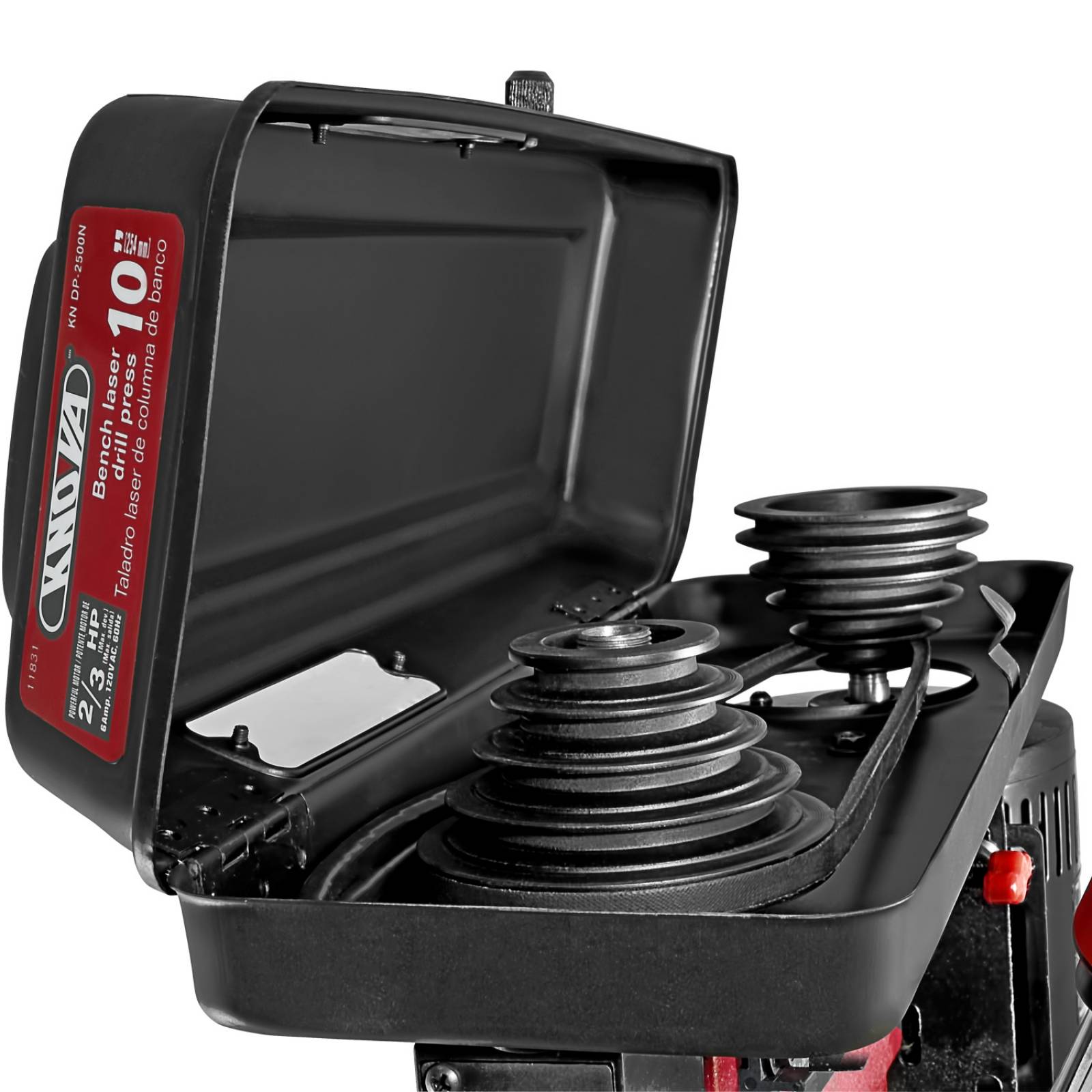 Knova Taladro profesional Columna de Banco de 10" 2/3 H.P 6 Amp. 120 V. 60 Hz. 3,100 R.P.M. mesa inclinable 45 grados Carrera de husillo 2"