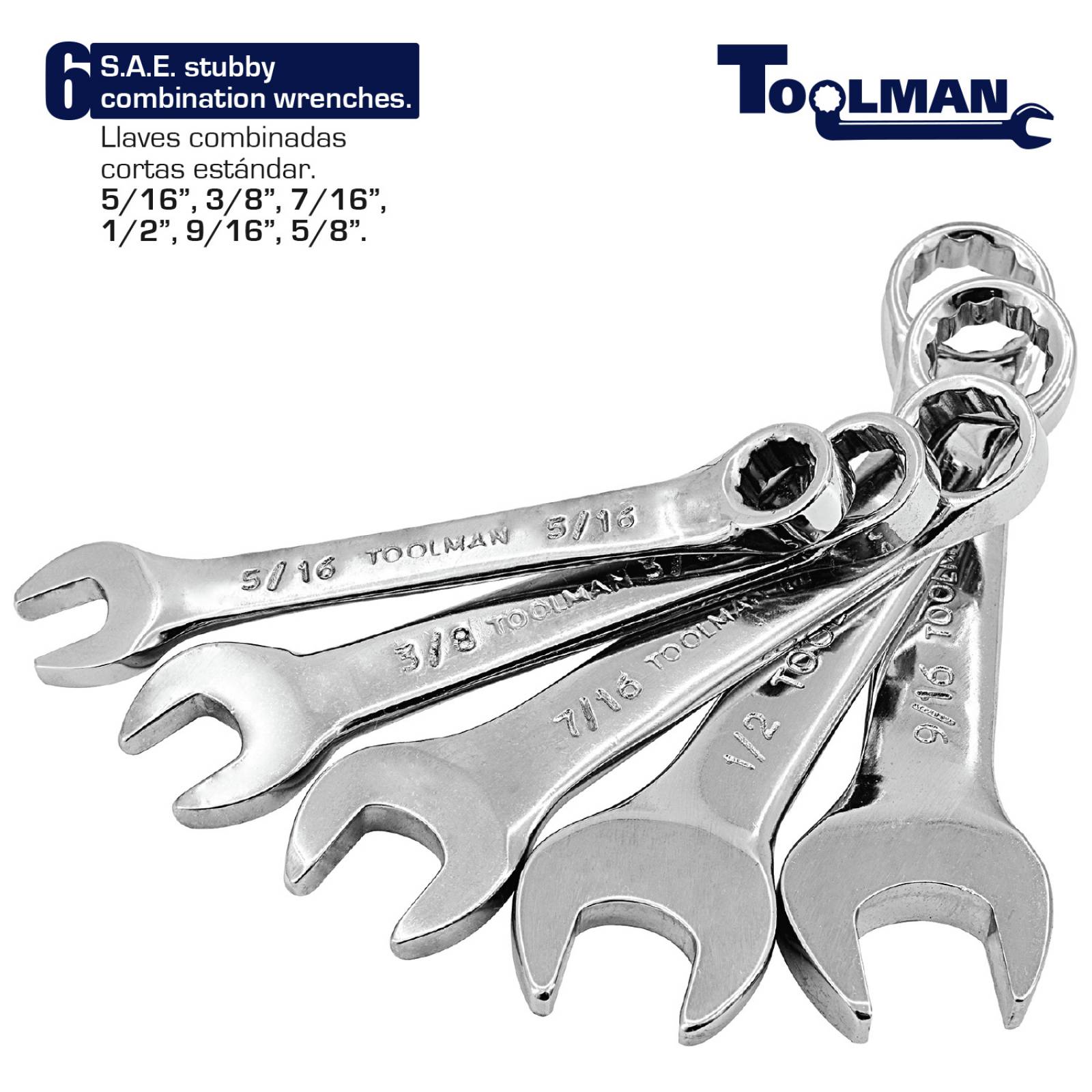 Toolman Llaves Combinadas Estándar y Milimétricas de 32 Piezas 12 puntas 30 grados c/estuche