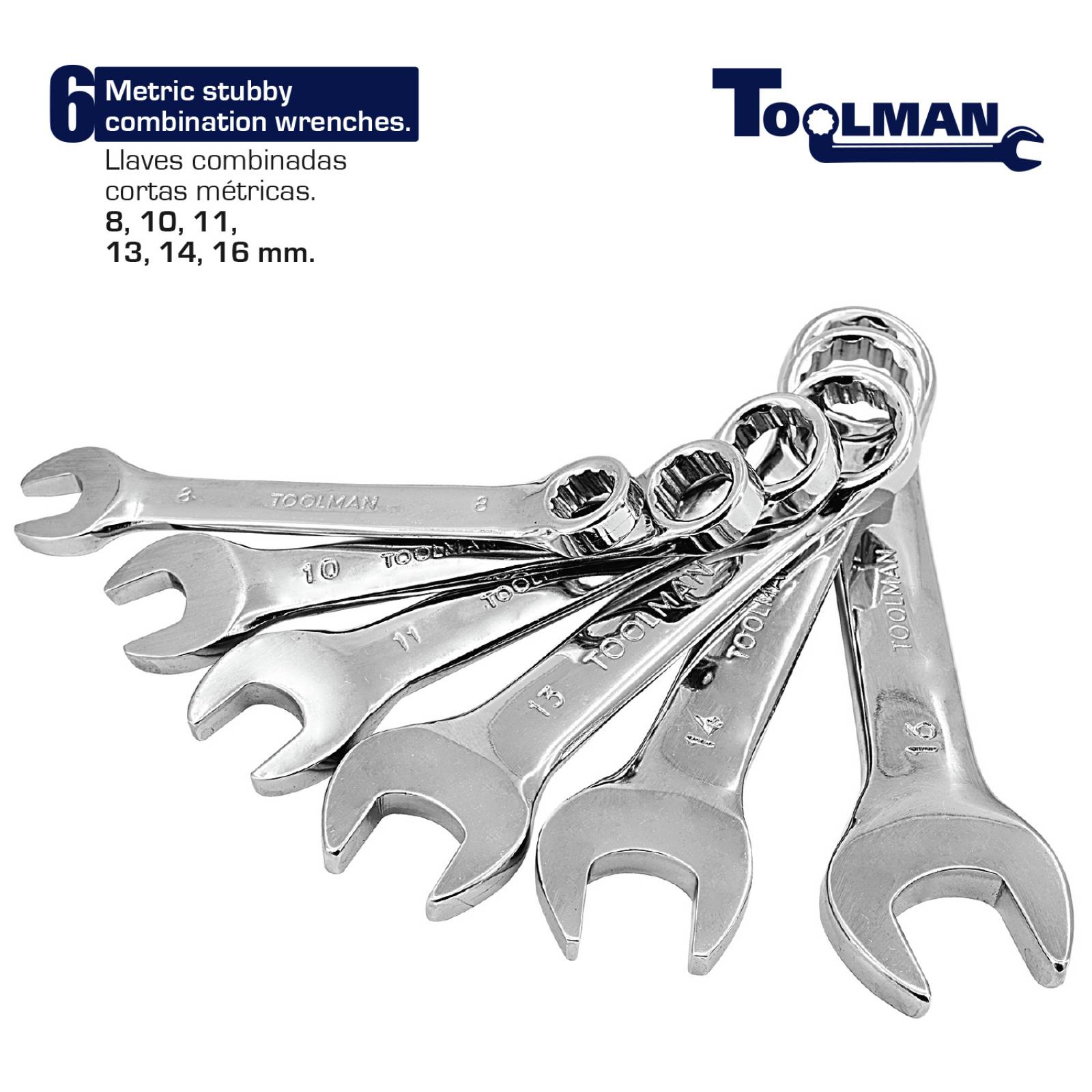 Toolman Llaves Combinadas Estándar y Milimétricas de 32 Piezas 12 puntas 30 grados c/estuche