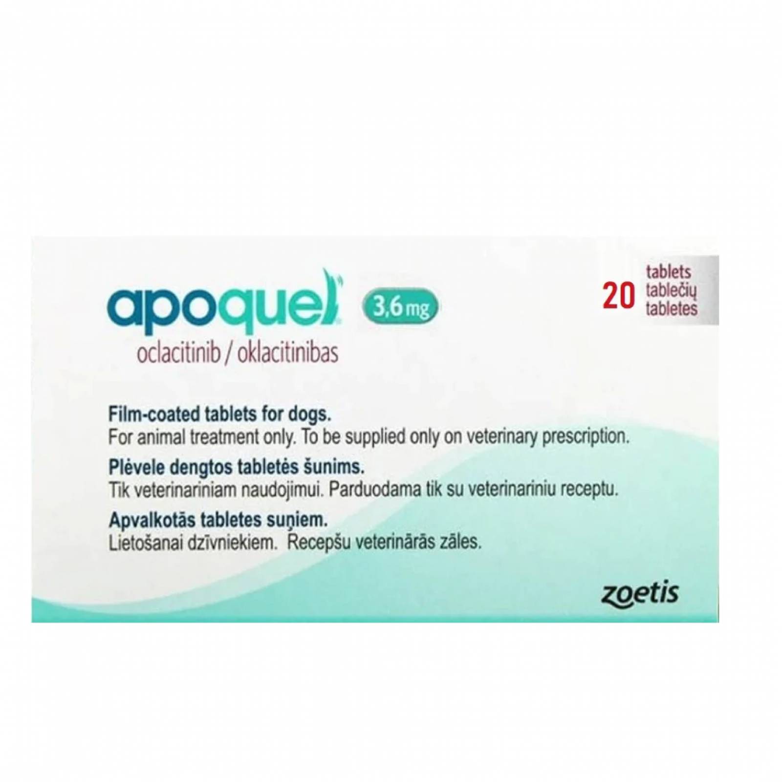 Apoquel Zoetis 3.6 Mg 20 Tabs Dermatitis Atópica y Alérgica