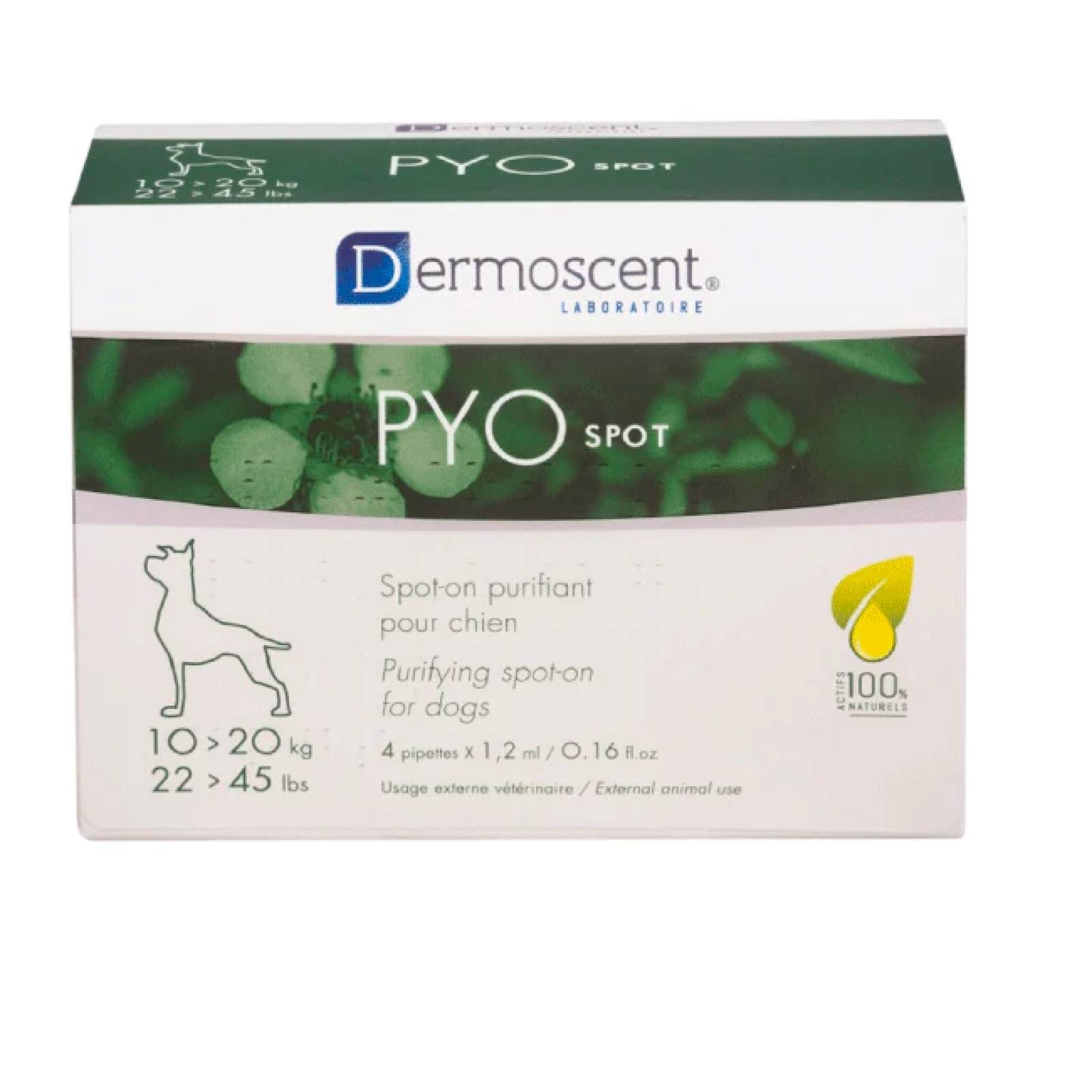 Dermoscent Pyo Spot 10 a 20 KG 4 pipetas de 1.2 Ml