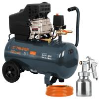 Compresor 50 Litros Kit Manguera De Pvc Y Pistola Truper 16095