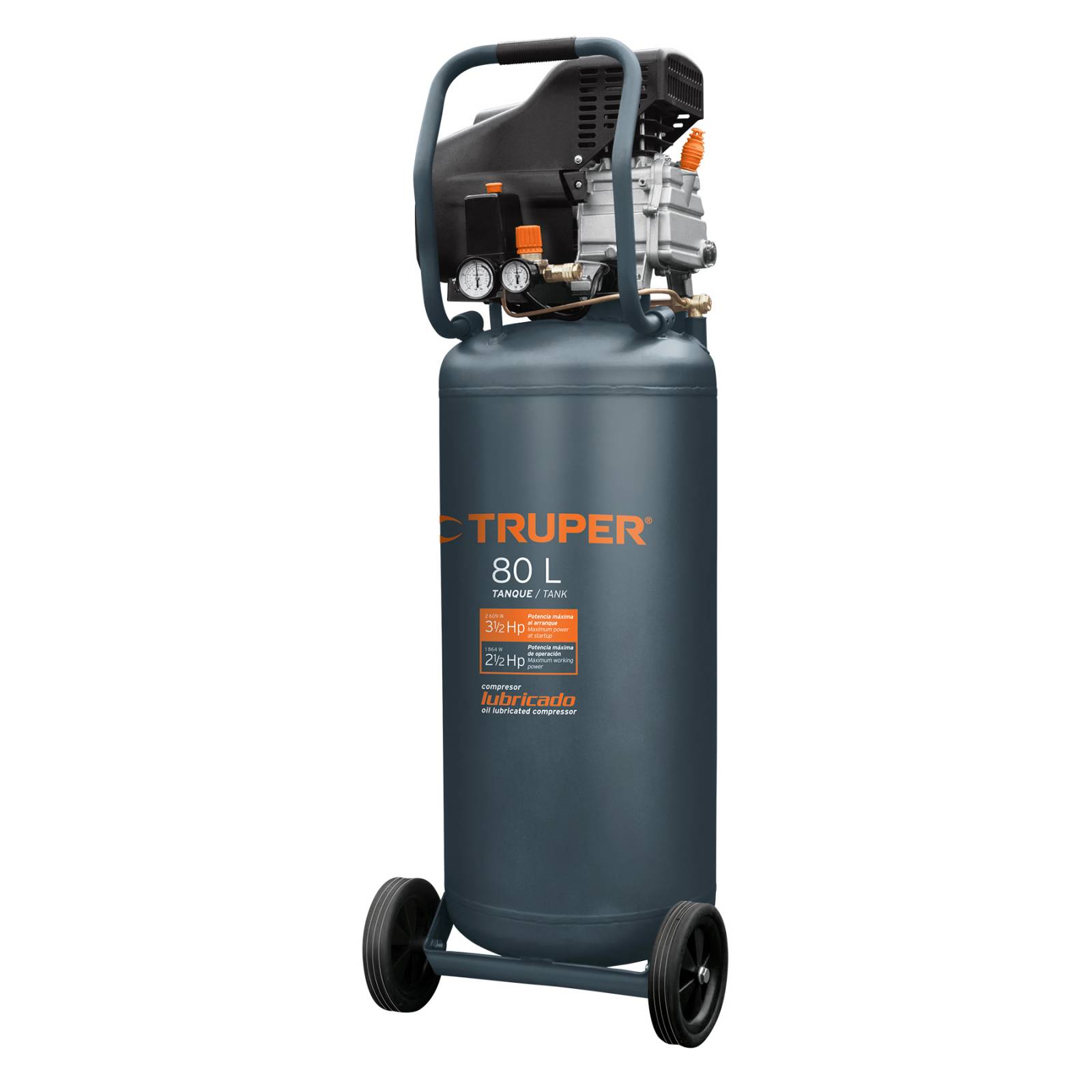 Compresor vertical lubricado de 80 litros Truper 15656