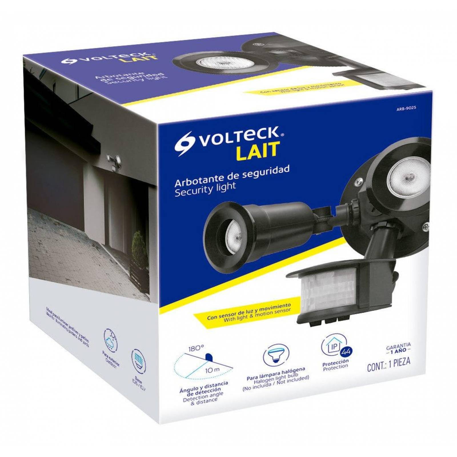 Arbotante negro c/sensor movimiento, lámparas no incluidas 