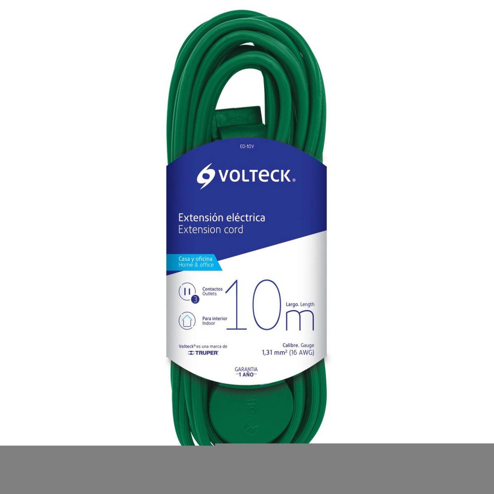 Extensión Eléctrica Doméstica 10 M Verde Volteck 