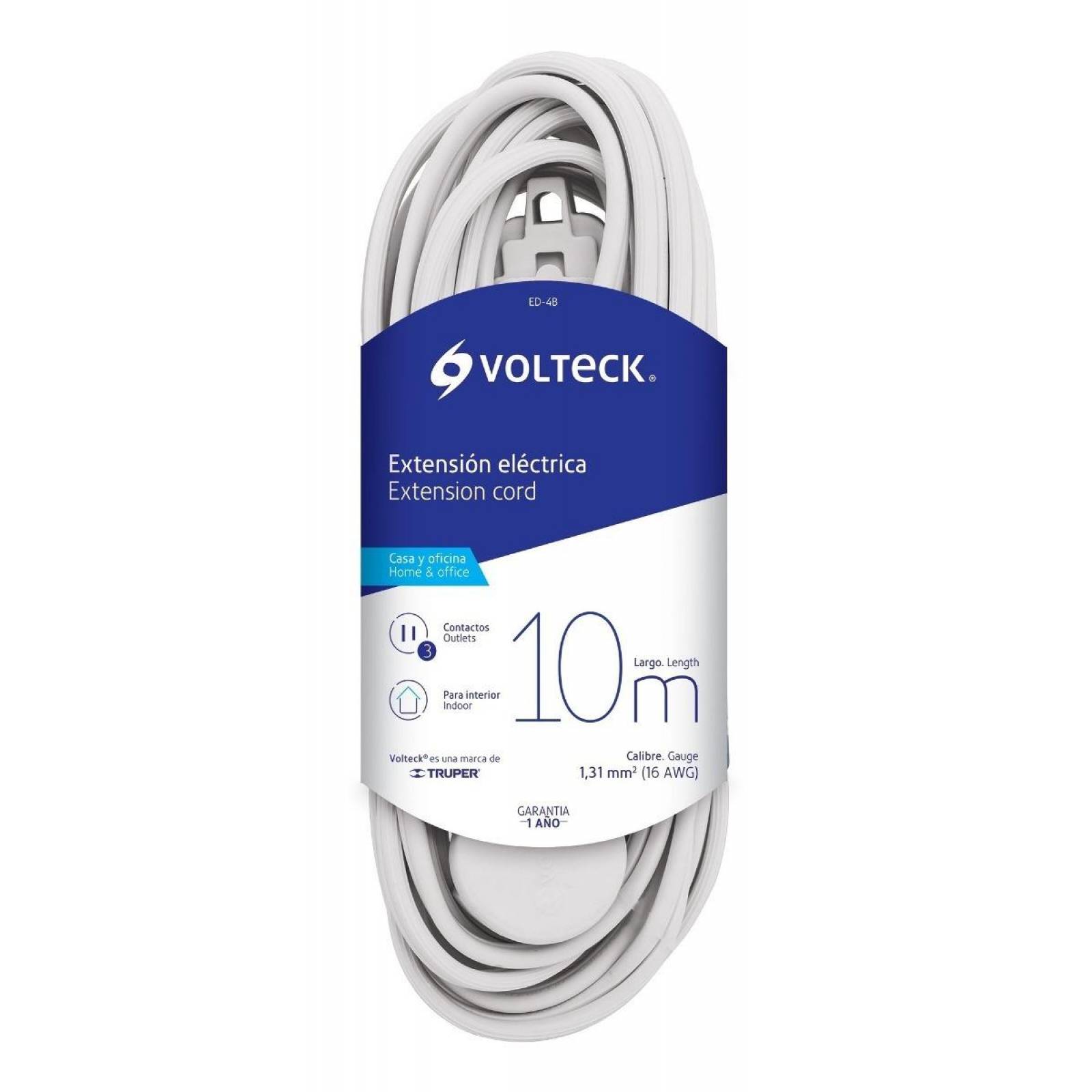 Extensión Eléctrica Doméstica 10 M Blanca Volteck 