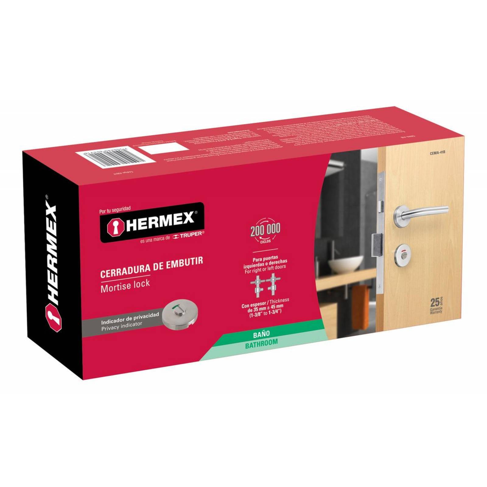 Cerradura De Embutir Acero Inox Baño Hermex 