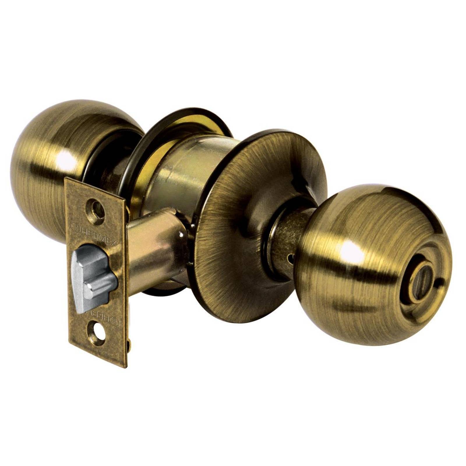 Cerradura Pomo Latón Antiguo Esfera Recámara Hermex 