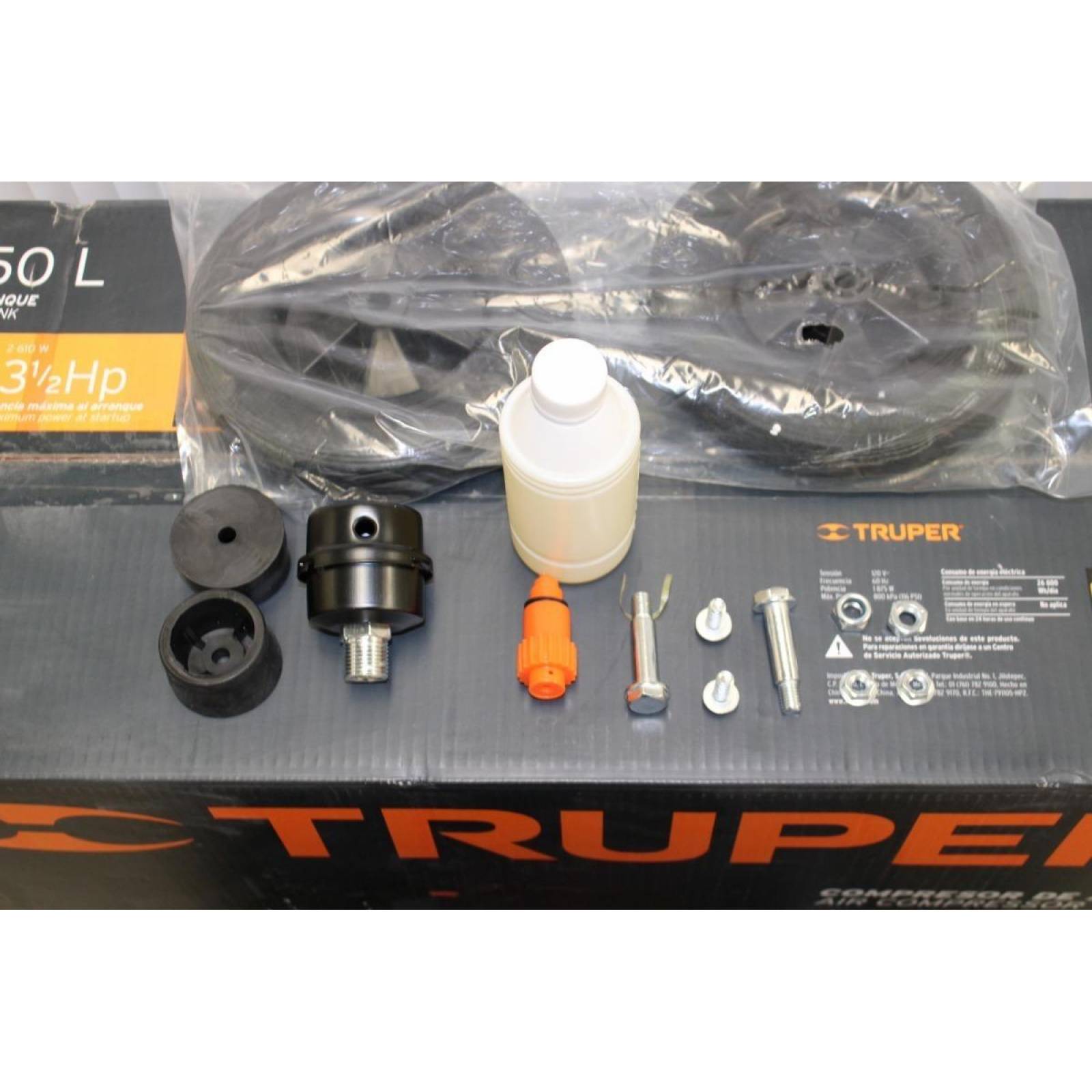 Truper COMP-50LT 50L horizontal compressor, 3-1/2 HP (max power), 127V