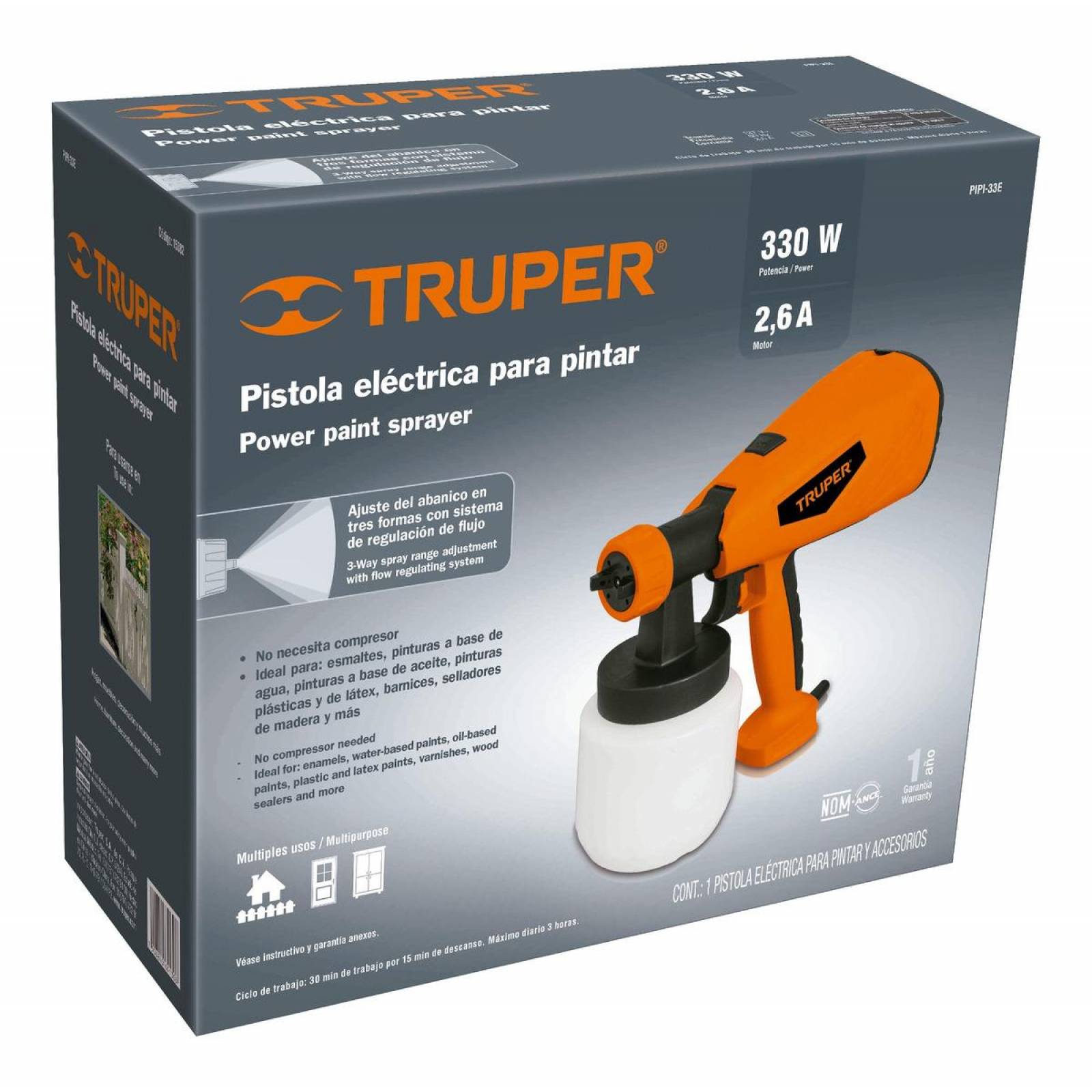 Pistola eléctrica para pintar de 330 W, Truper 