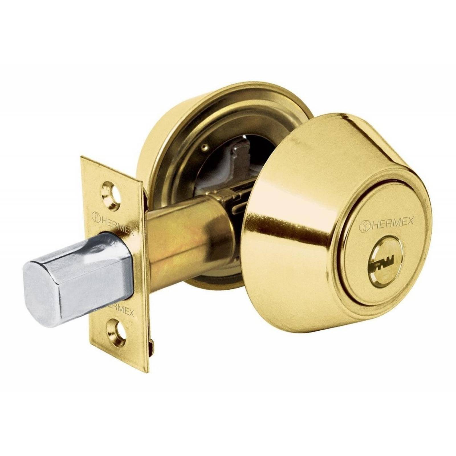 Cerrojo Latón Brillante Doble Cilindro Hermex 
