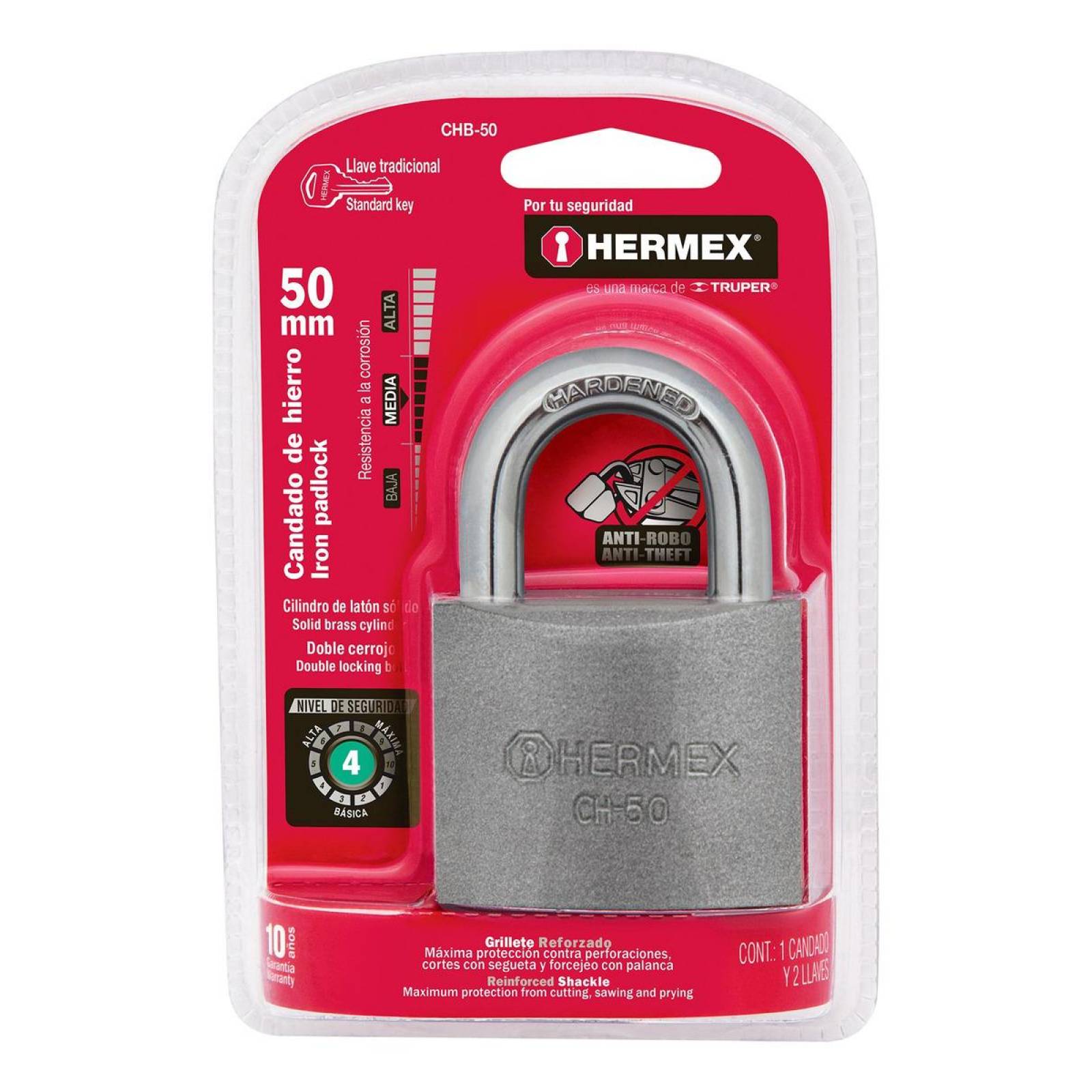 Candado De Hierro 50mm Hermex 