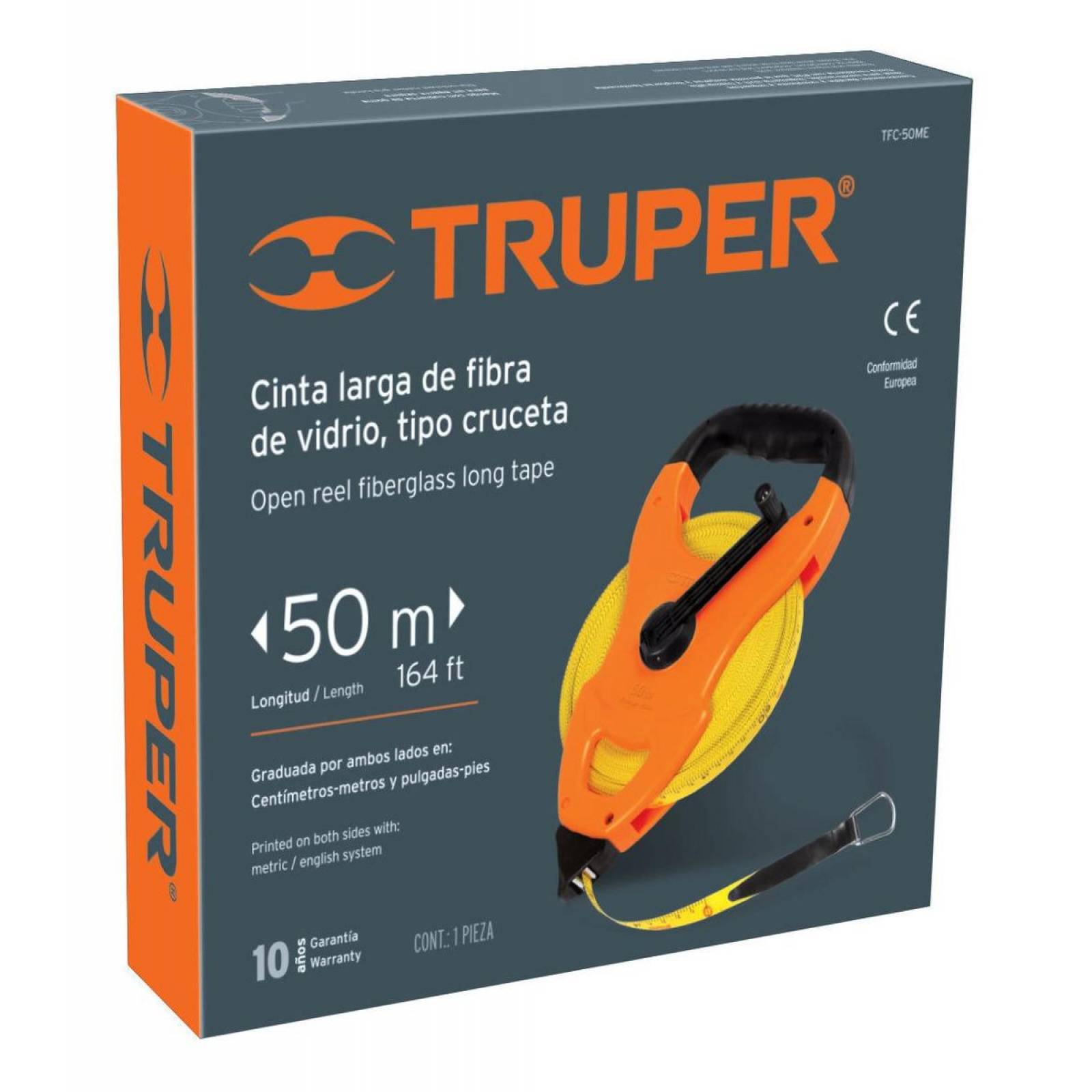 Cinta Larga Fibra De Vidrio Tipo Cruceta 50 M Truper 