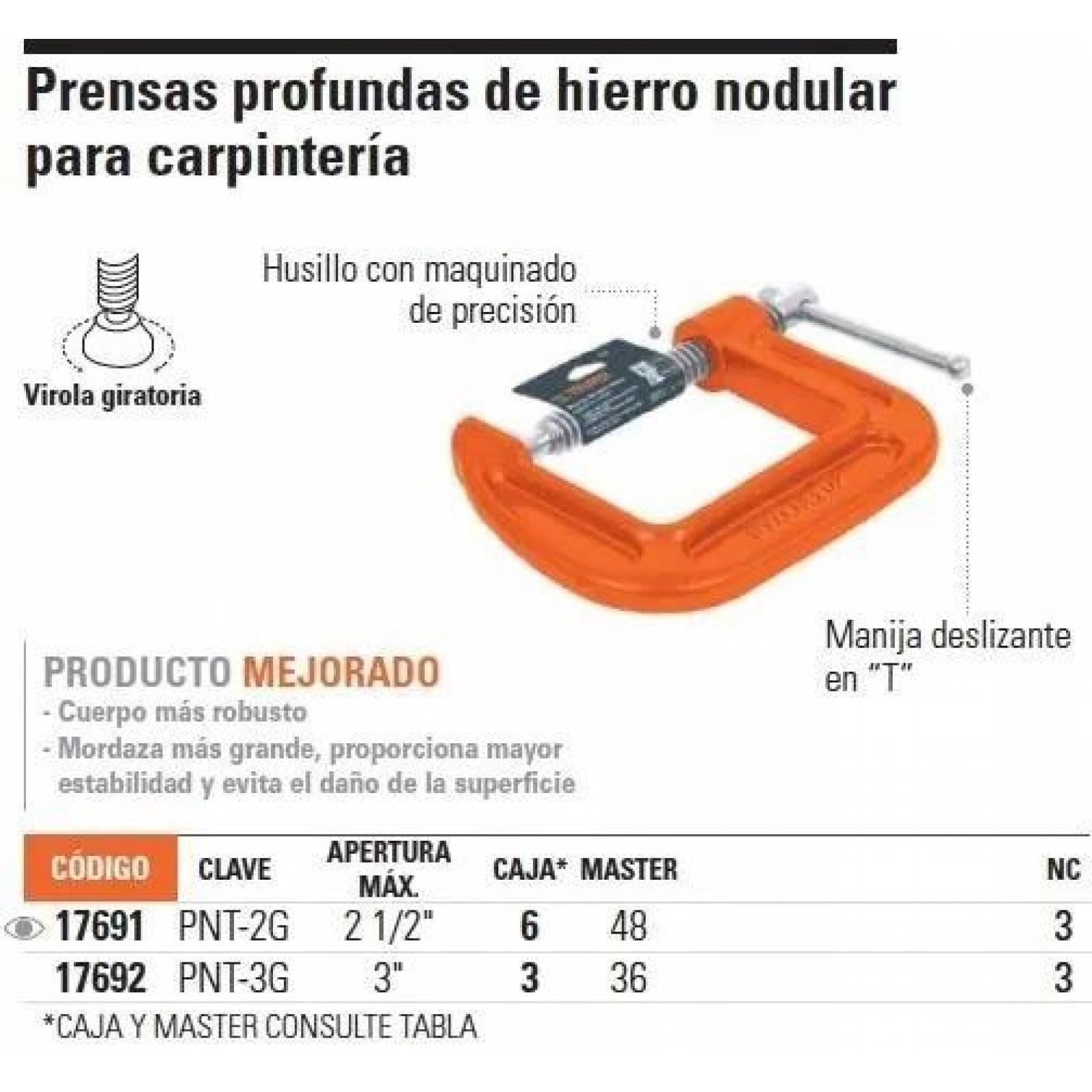 Prensa De Hierro Nodular 3' Garganta Profunda Truper 