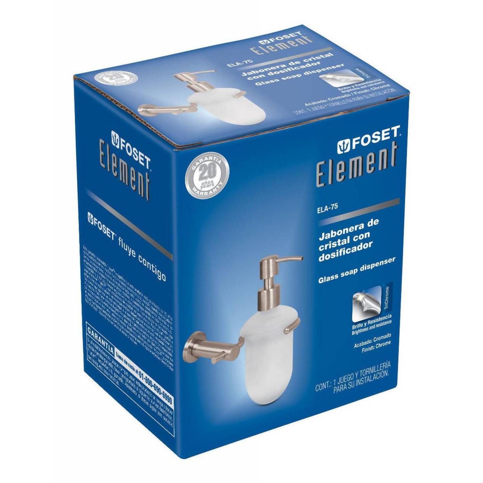 Dispensador De Jabón Cromado Element Foset 