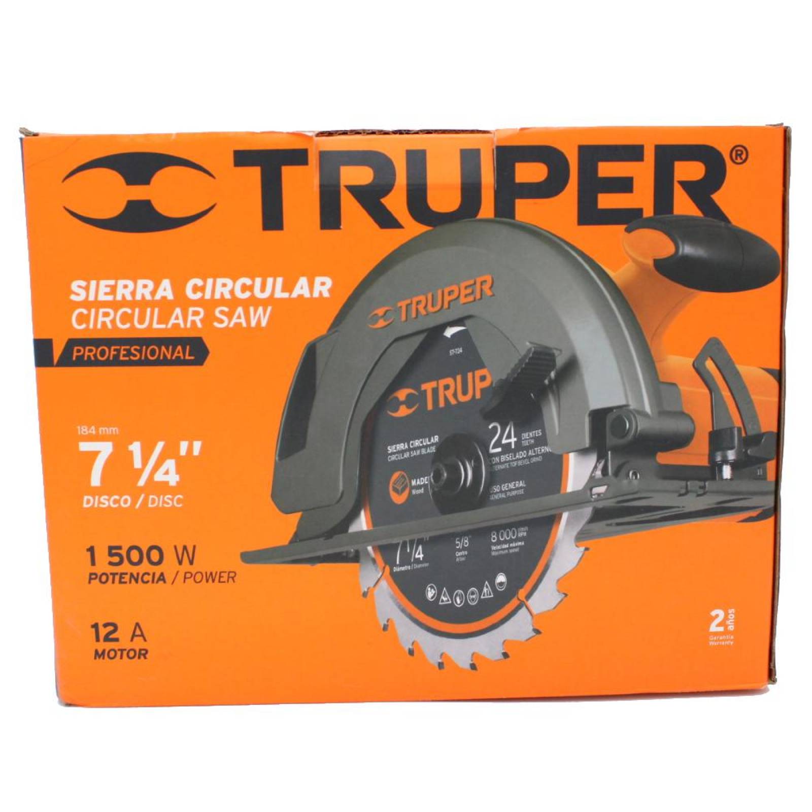 Sierra circular 7-1/4" 1750W, profesional, Truper 