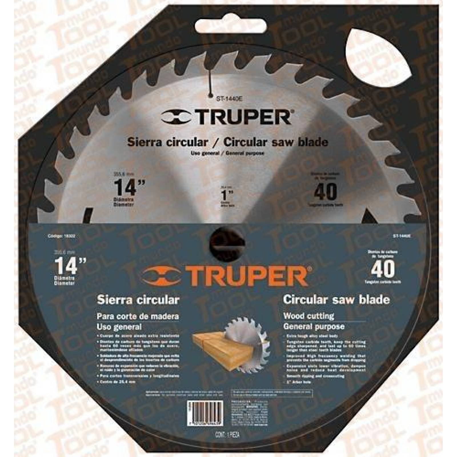 Disco sierra 14" para madera, 60 dientes centro 1", Truper