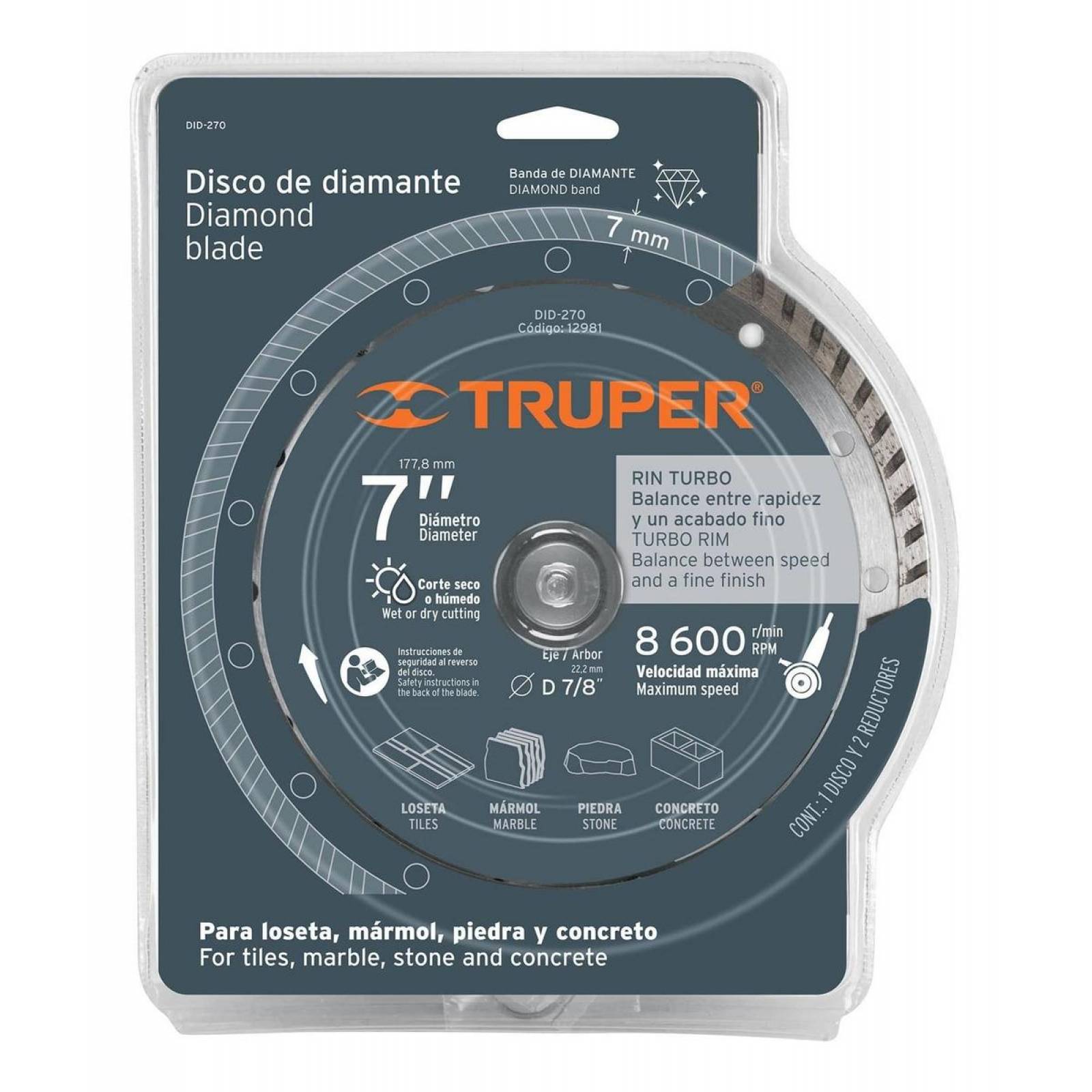 Disco De Diamante Rin Turbo Diámetro 7' Truper 