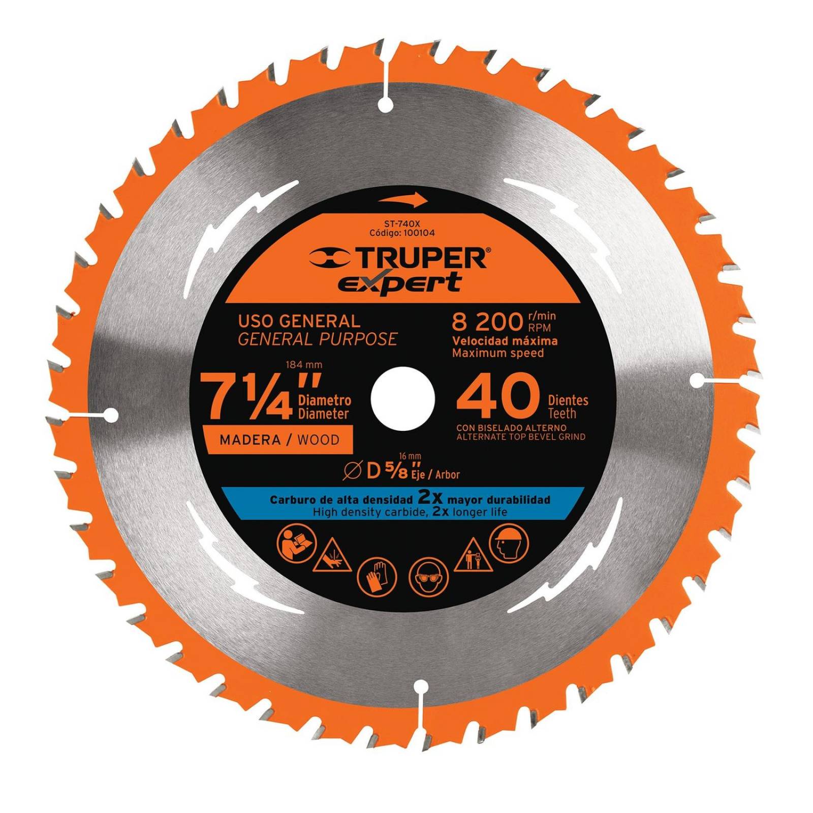 Disco sierra 7-1/4" p/madera, 40 dientes centro 5/8", Expert
