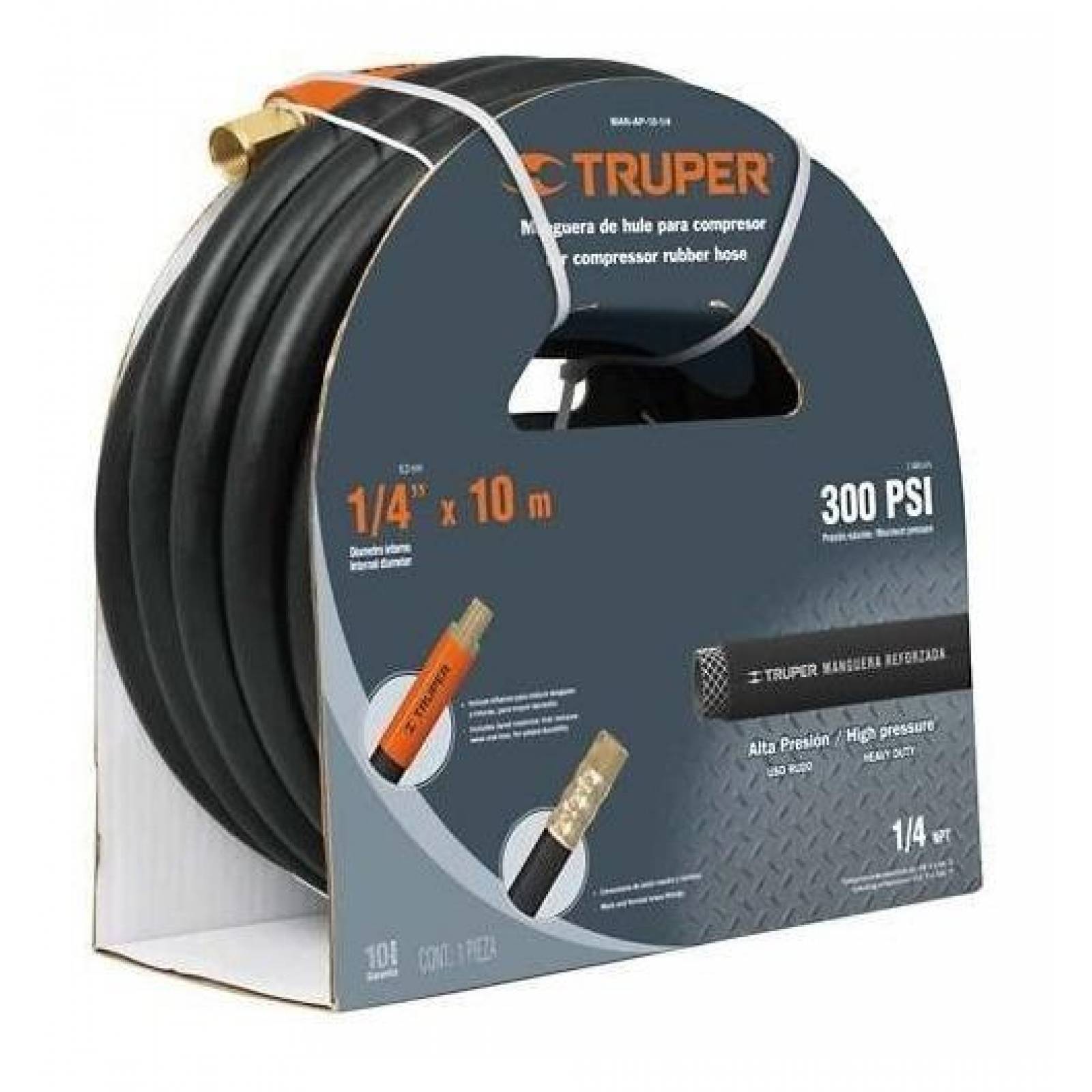 Manguera de hule para compresor, 10 m x 1/4", Truper