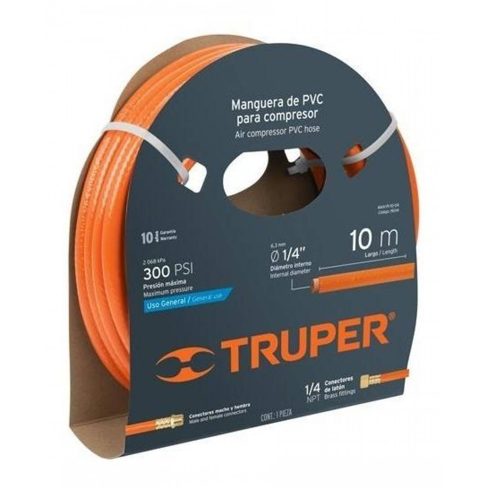 Manguera Para Compresor Baja Presión 10 Mts 1/4' Truper 