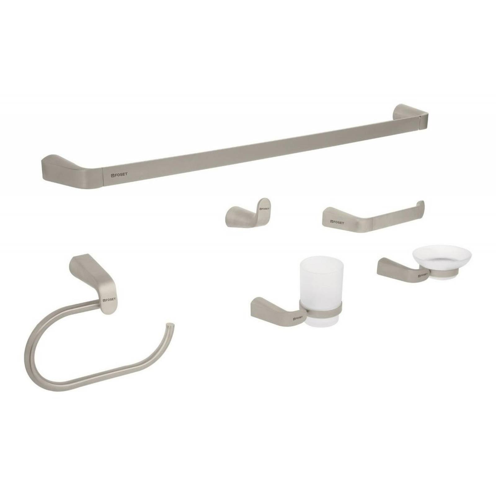 Juego de 6 accesorios para baño acabado satín, Riviera