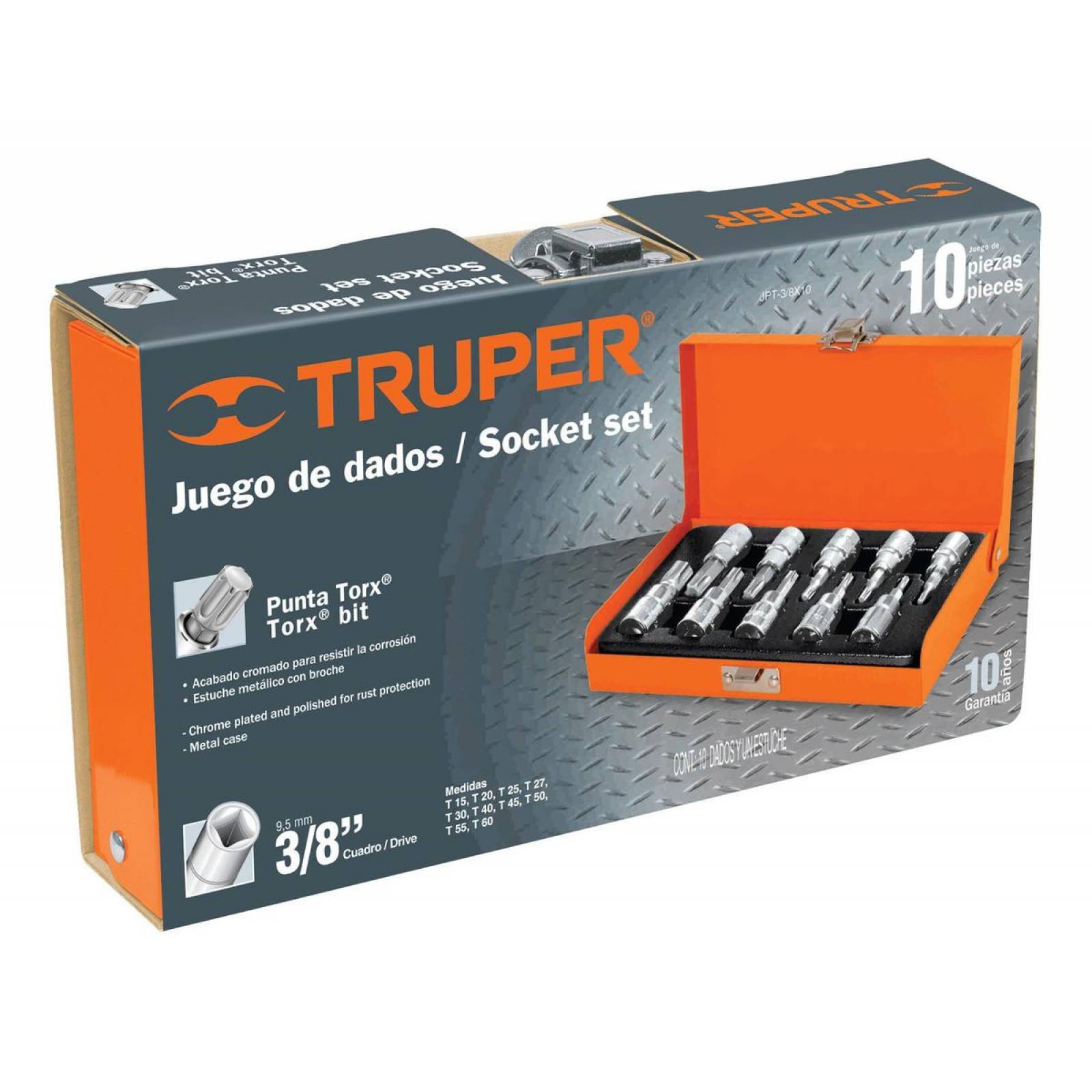 Juego De Dados Punta Torx Cuadro 3/8' 10 Piez Truper 