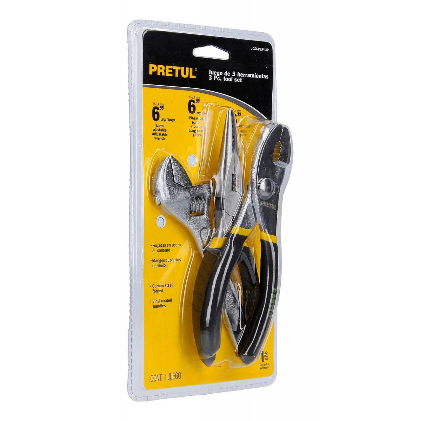 Juego De Herramientas 1 Llave Perico Y 2 Pinzas Pretul 