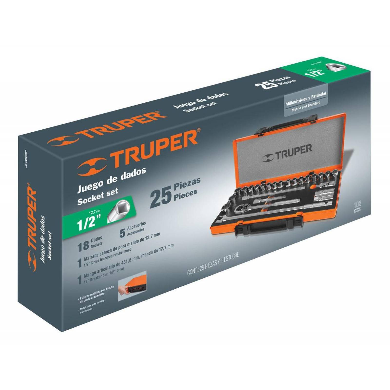 Juego De Autocle Cuadro 1/2 26 Piezas Std Y Mm Truper