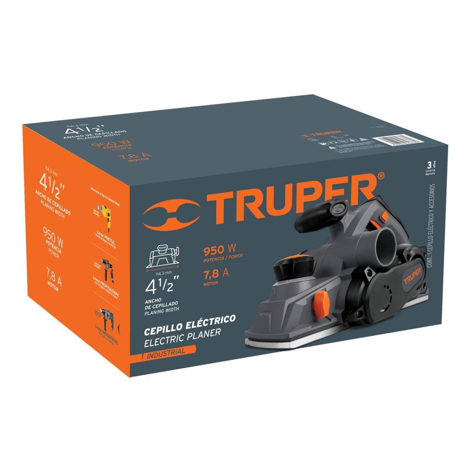Cepillo Eléctrico 4-1/2' Industrial 950 W Truper