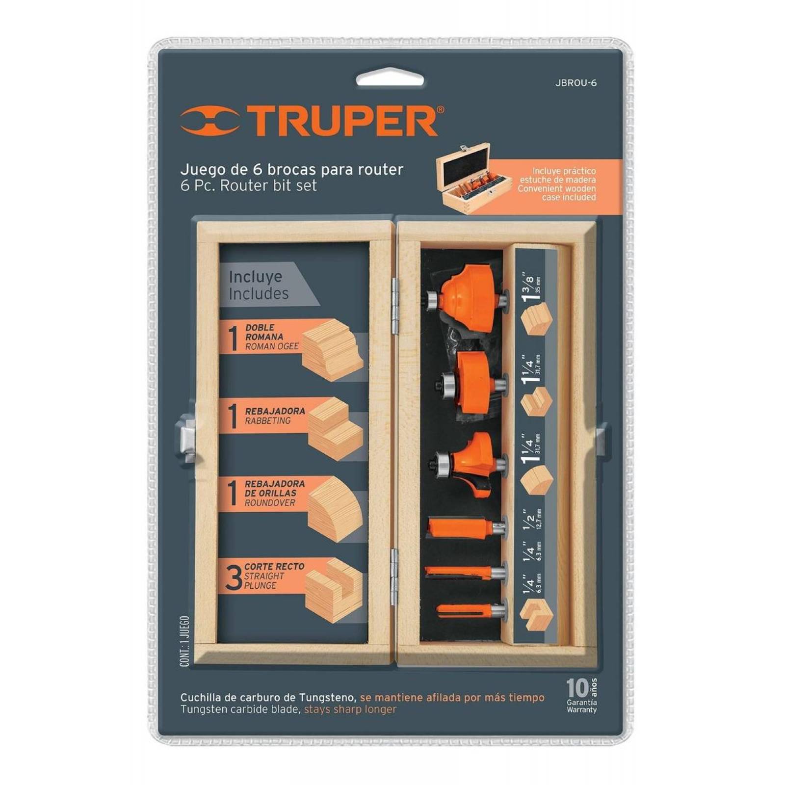 Juego De 6 Brocas Para Router Truper 