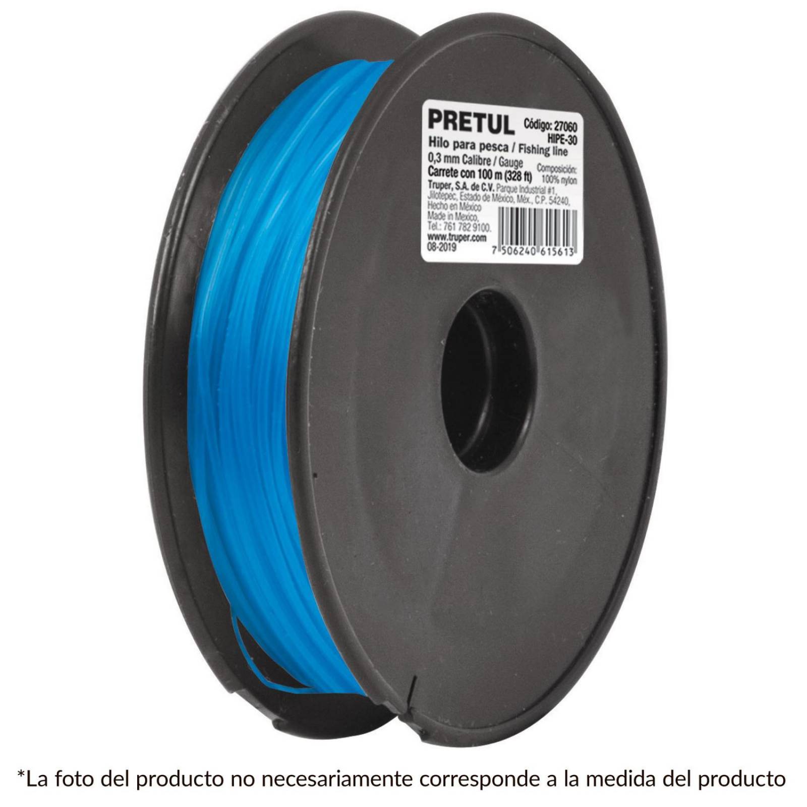 Hilo para pesca, rollo 100m, calibre 0.60mm, azul Pretul