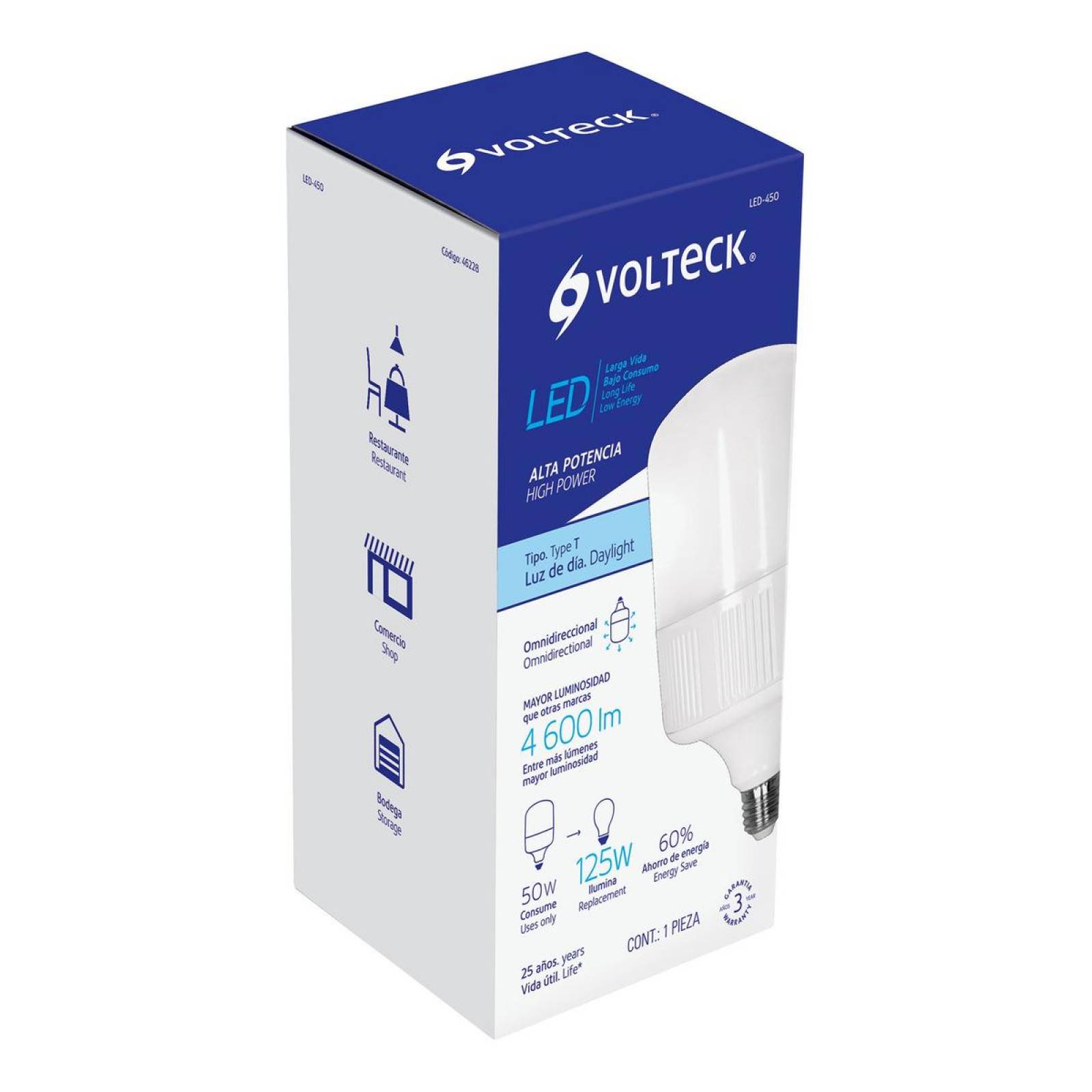 Lámpara De Led Alta Potencia E26 50 W Luz De Volteck 