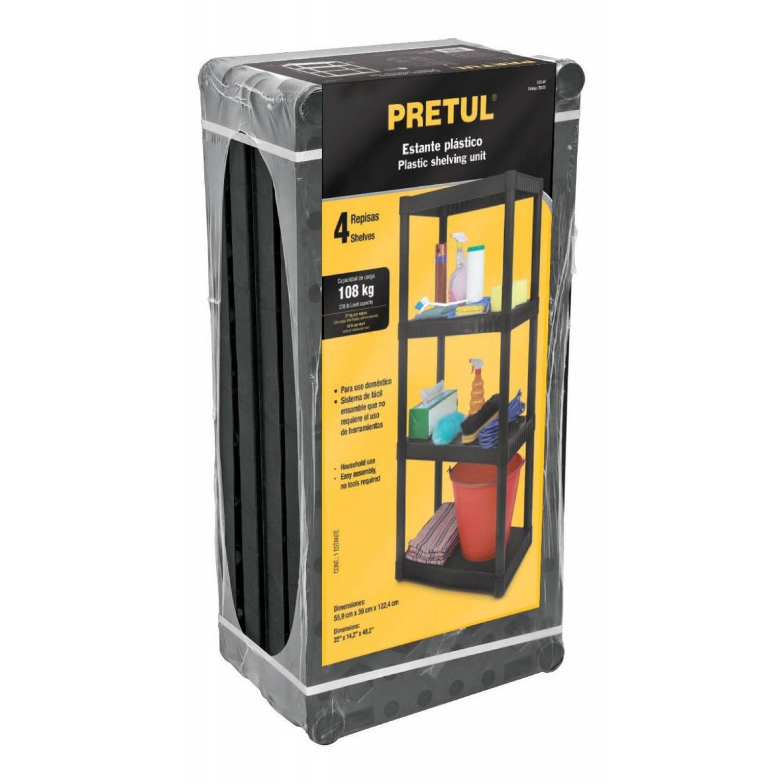 Estante plástico 4 repisas, Pretul 