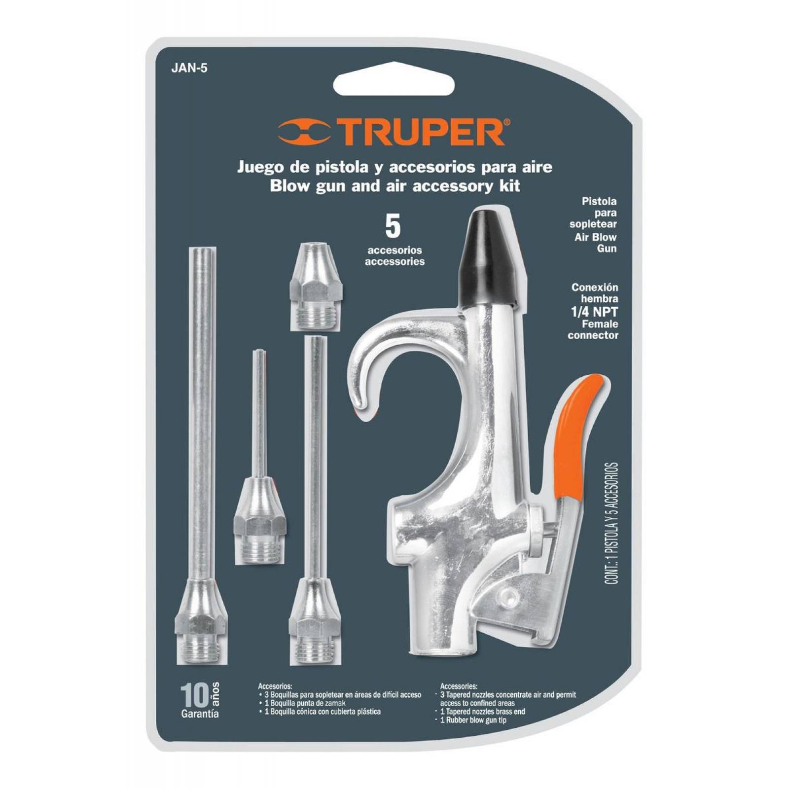 Juego De Pistola Y 5 Boquillas Para Compresor Truper 
