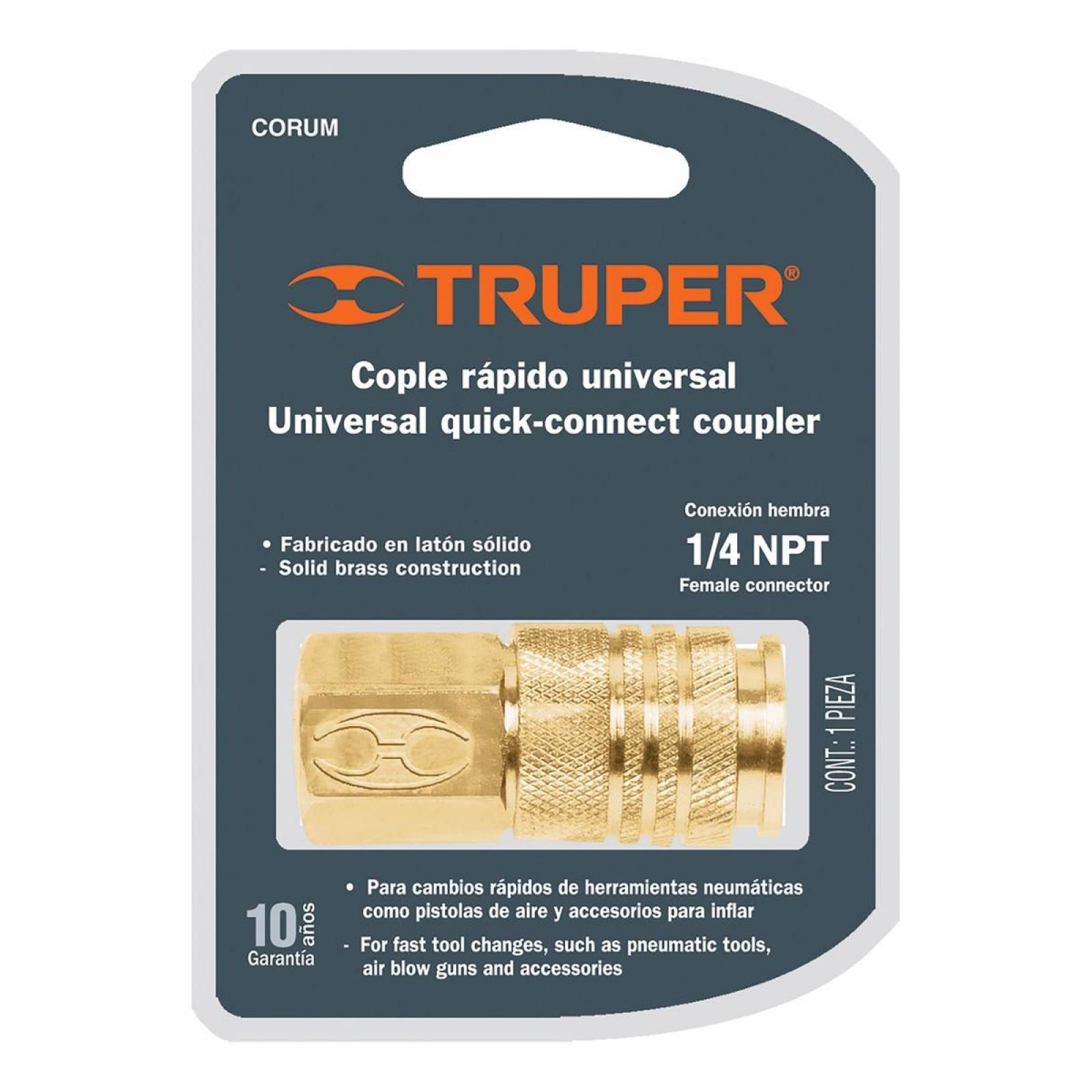 Cople Rápido De Latón Cuerda 1/4 Npt Truper 