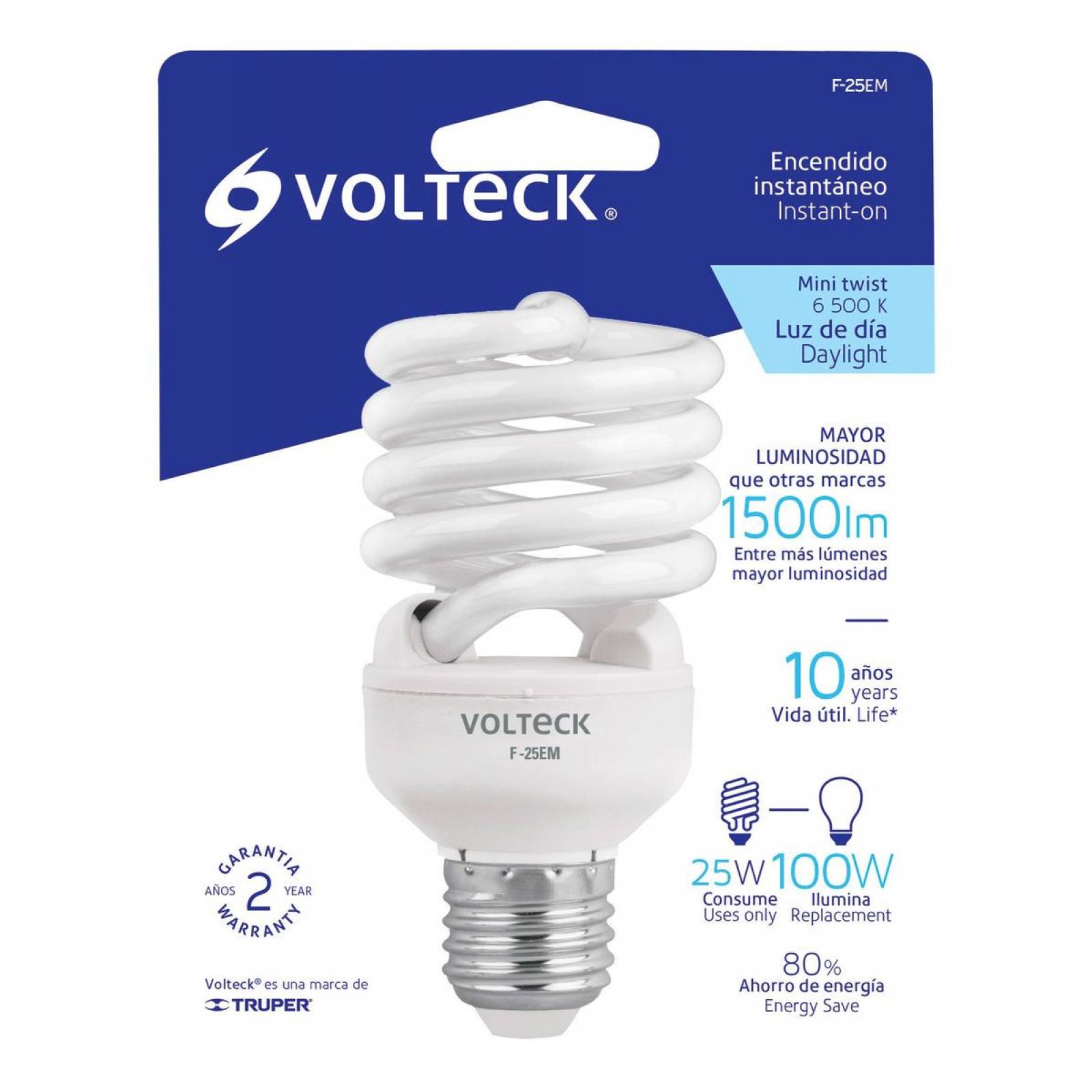 Foco 25 W Espiral Mini T2 Volteck 