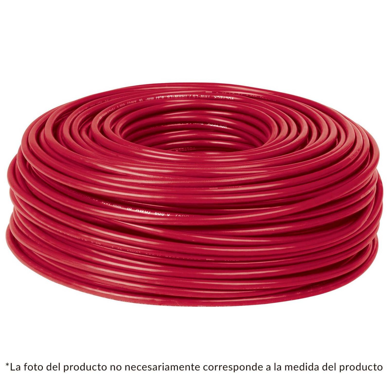 Cable THHW-LS, 10 AWG, color rojo rollo 100 m Volteck 