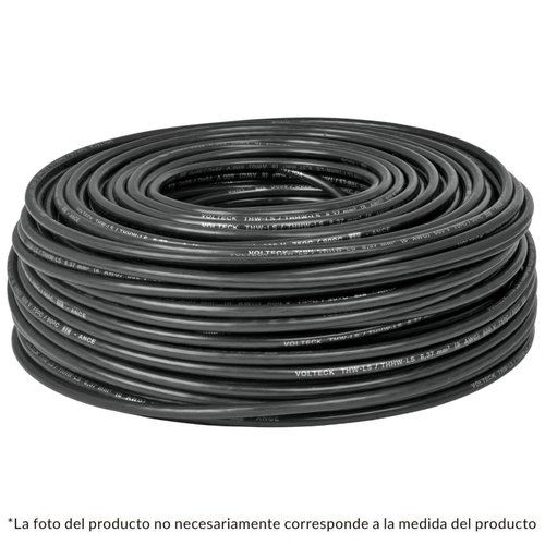Cable THHW-LS, 10 AWG, color negro rollo 100 m Volteck 