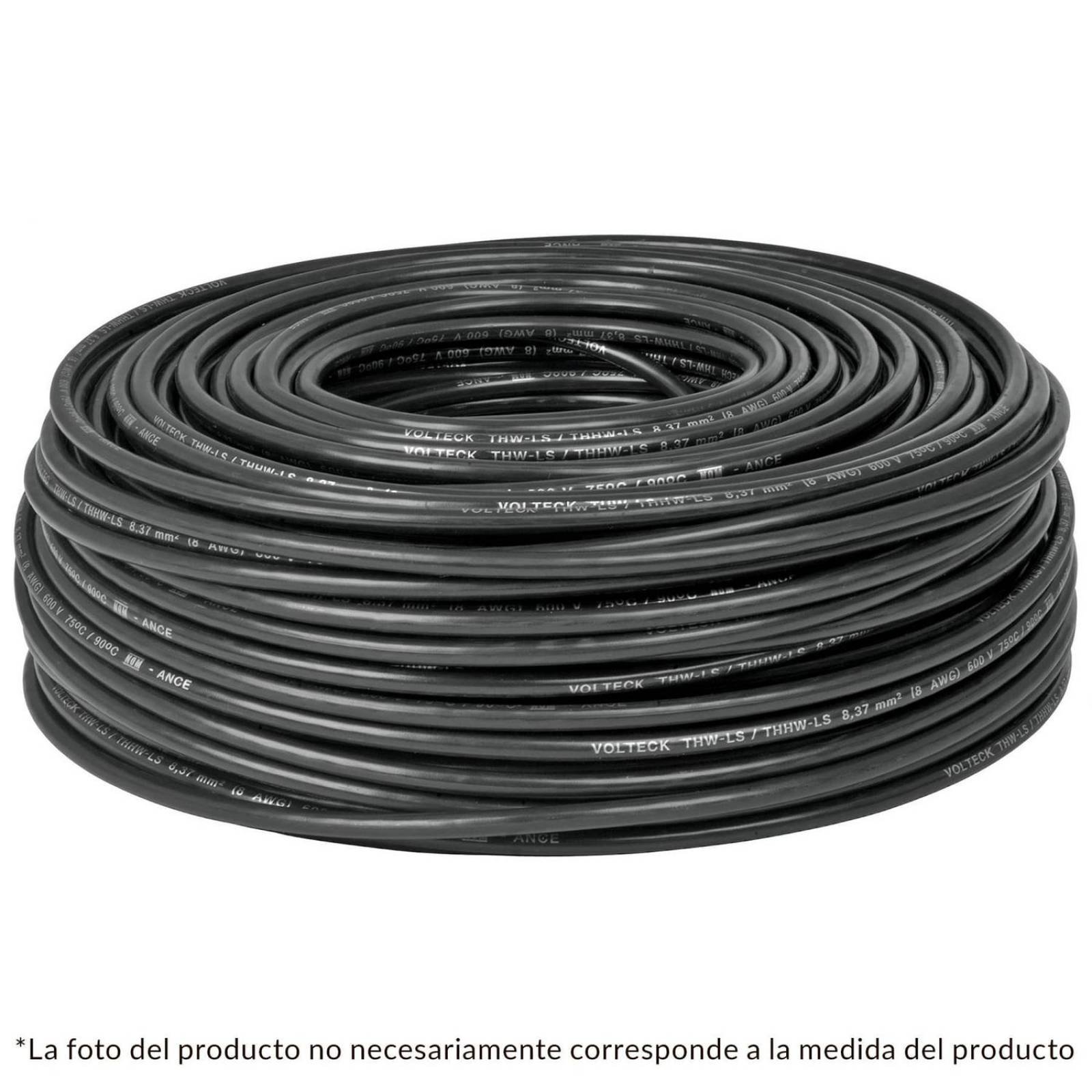 Cable THHW-LS, 12 AWG, color negro rollo 100 m Volteck 